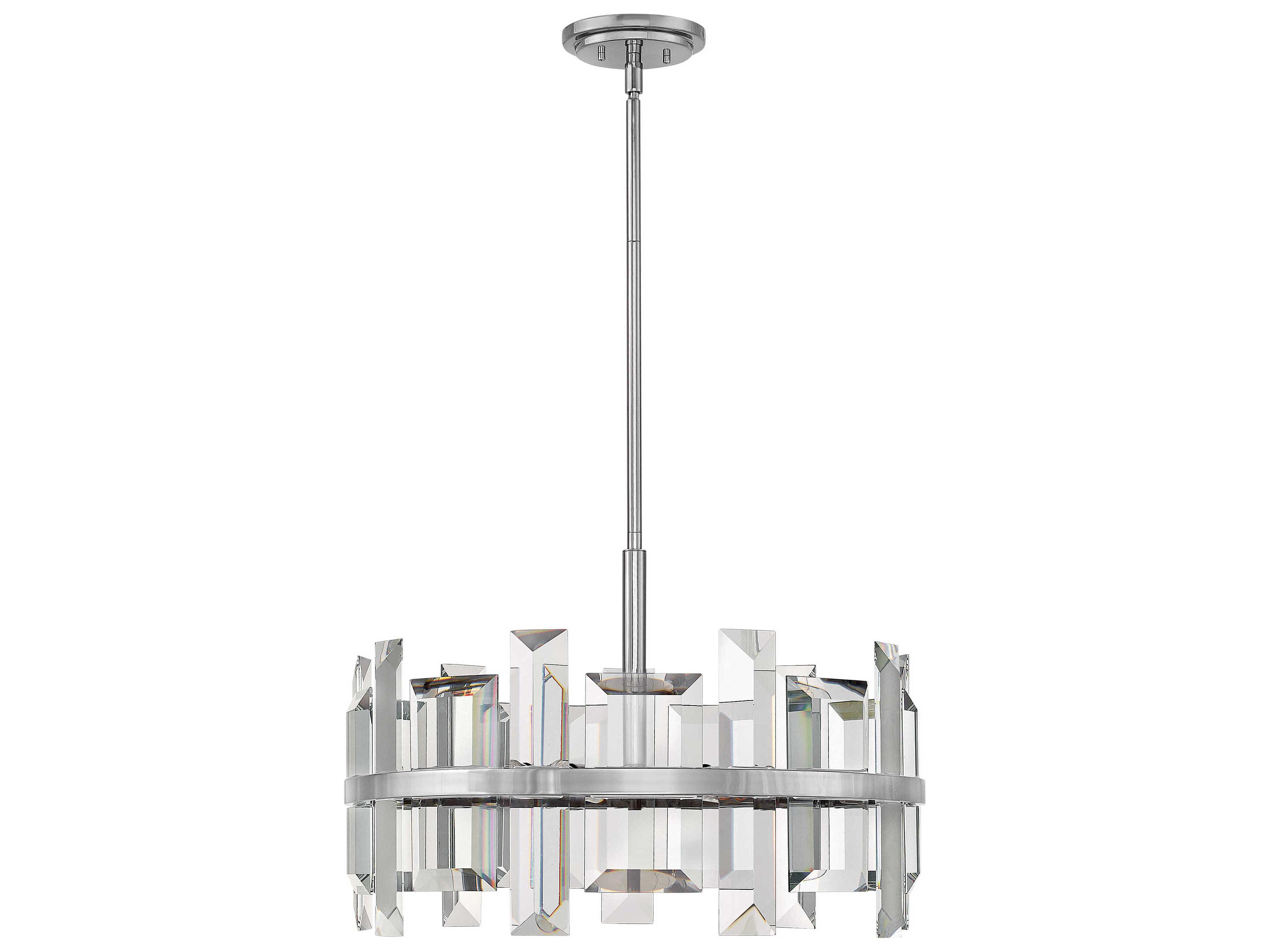 Fredrick Ramond Odette 6-Light Polished Nickel Crystal Glass Drum Linear Pendant