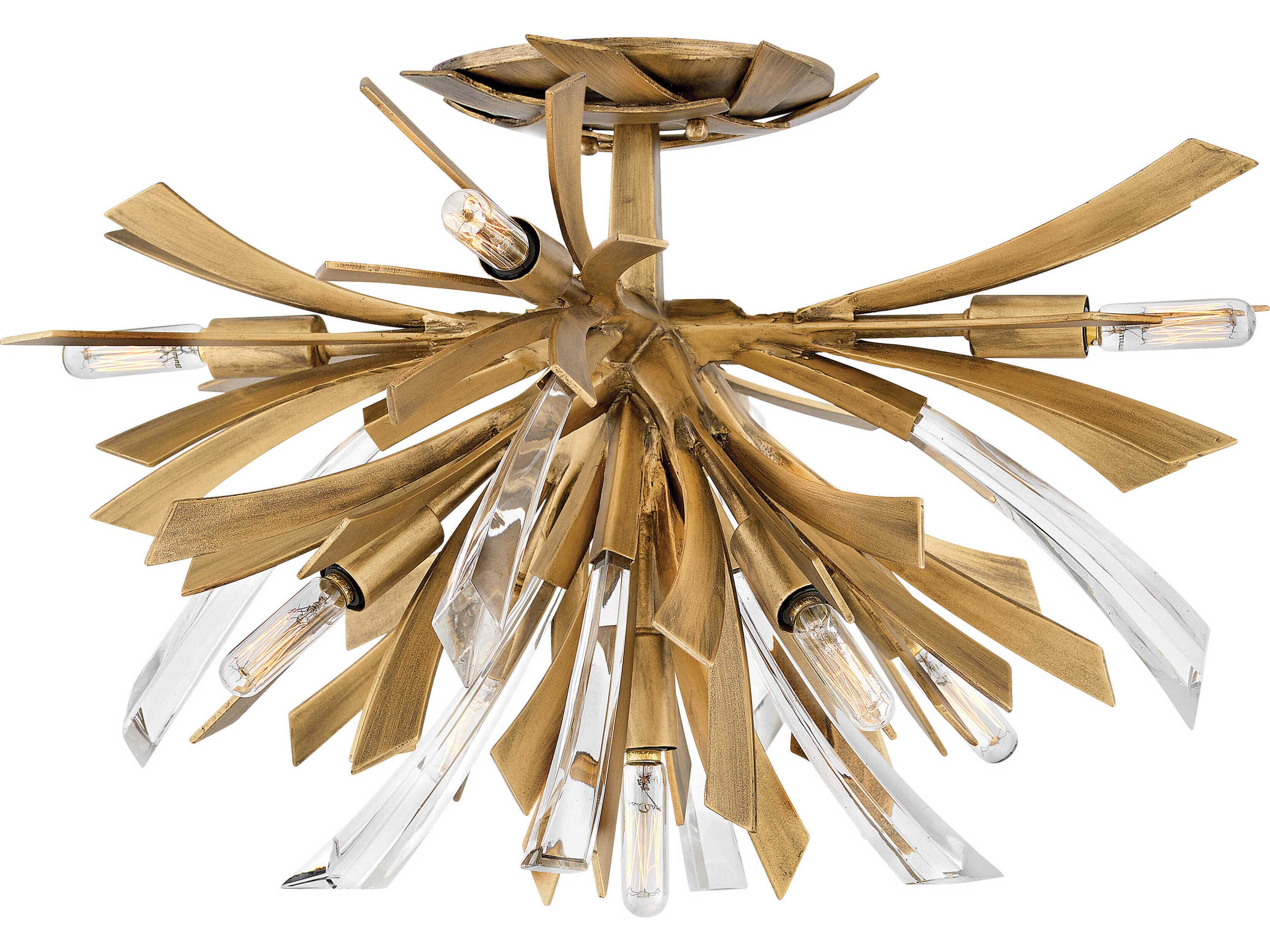 Fredrick Ramond Vida 9-Light Burnished Gold Crystal Sputnik Semi Flush Mount