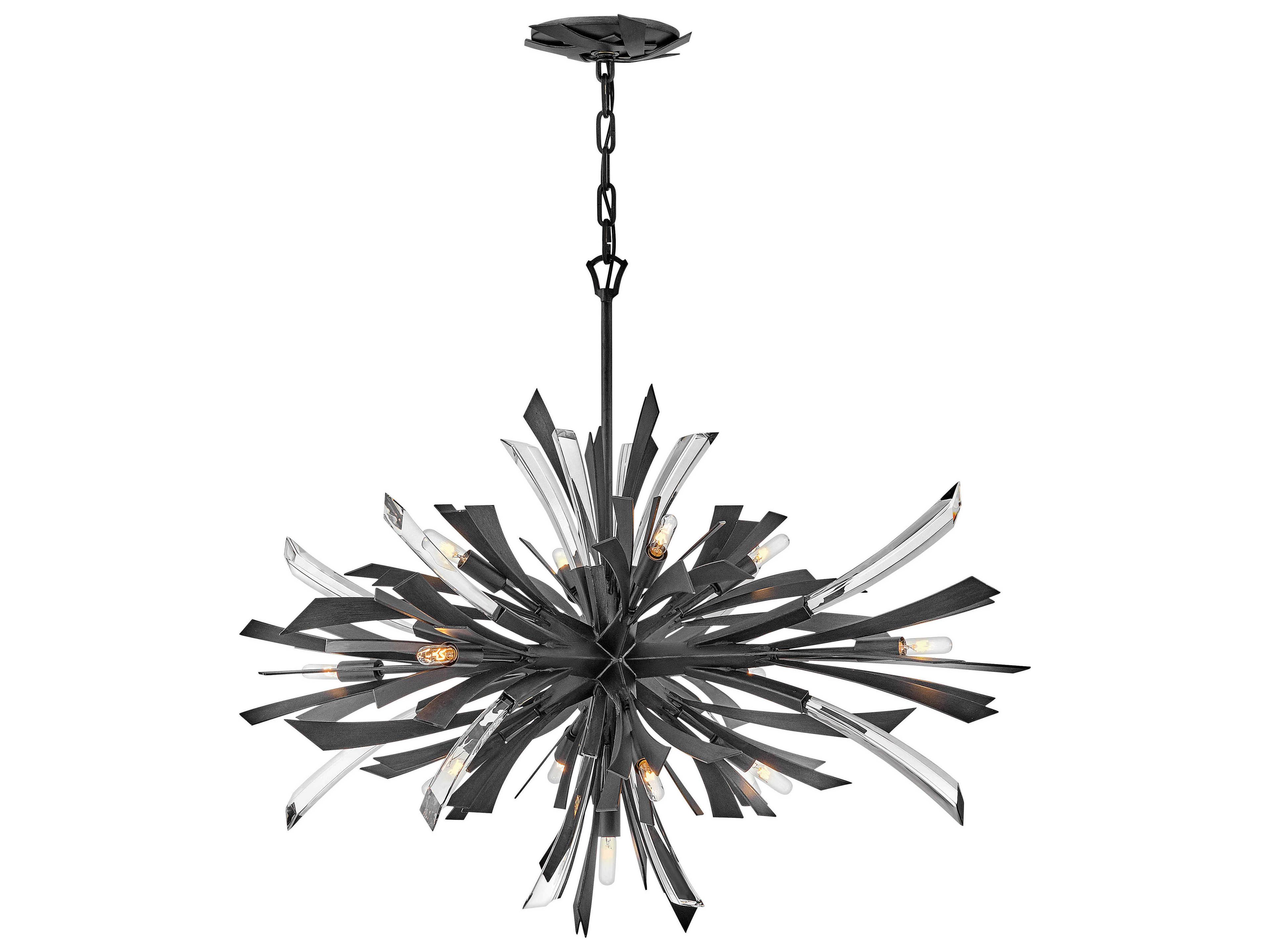 Fredrick Ramond Vida 13-Light Brushed Graphite Black Crystal LED Pendant