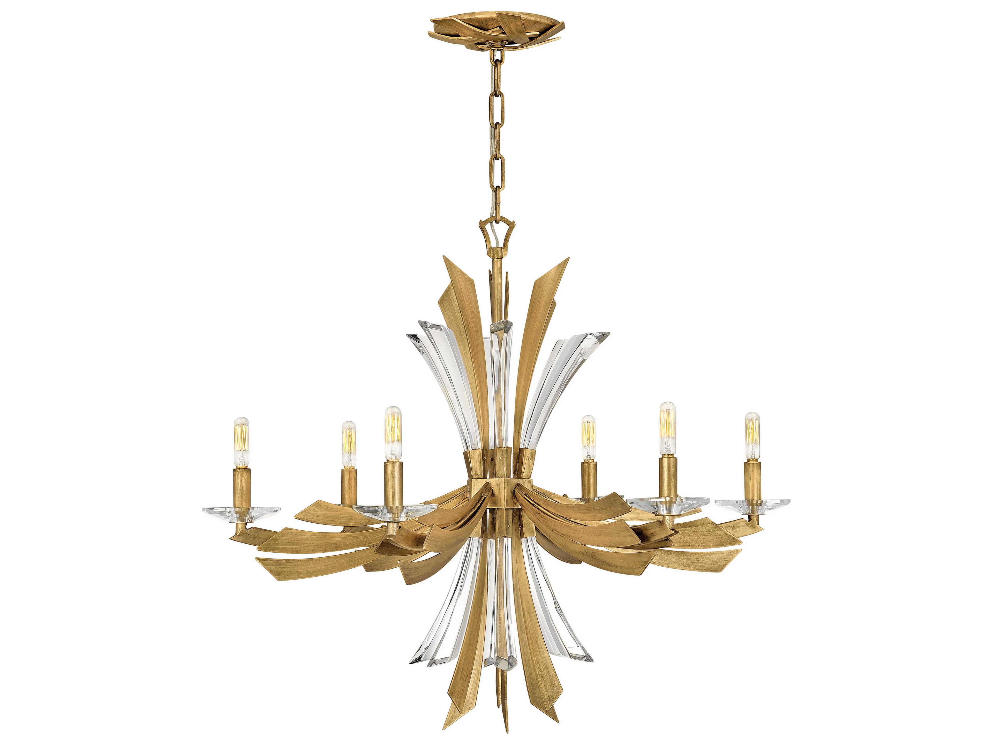 Fredrick Ramond Vida 6-Light Burnished Gold Crystal Candelabra Chandelier