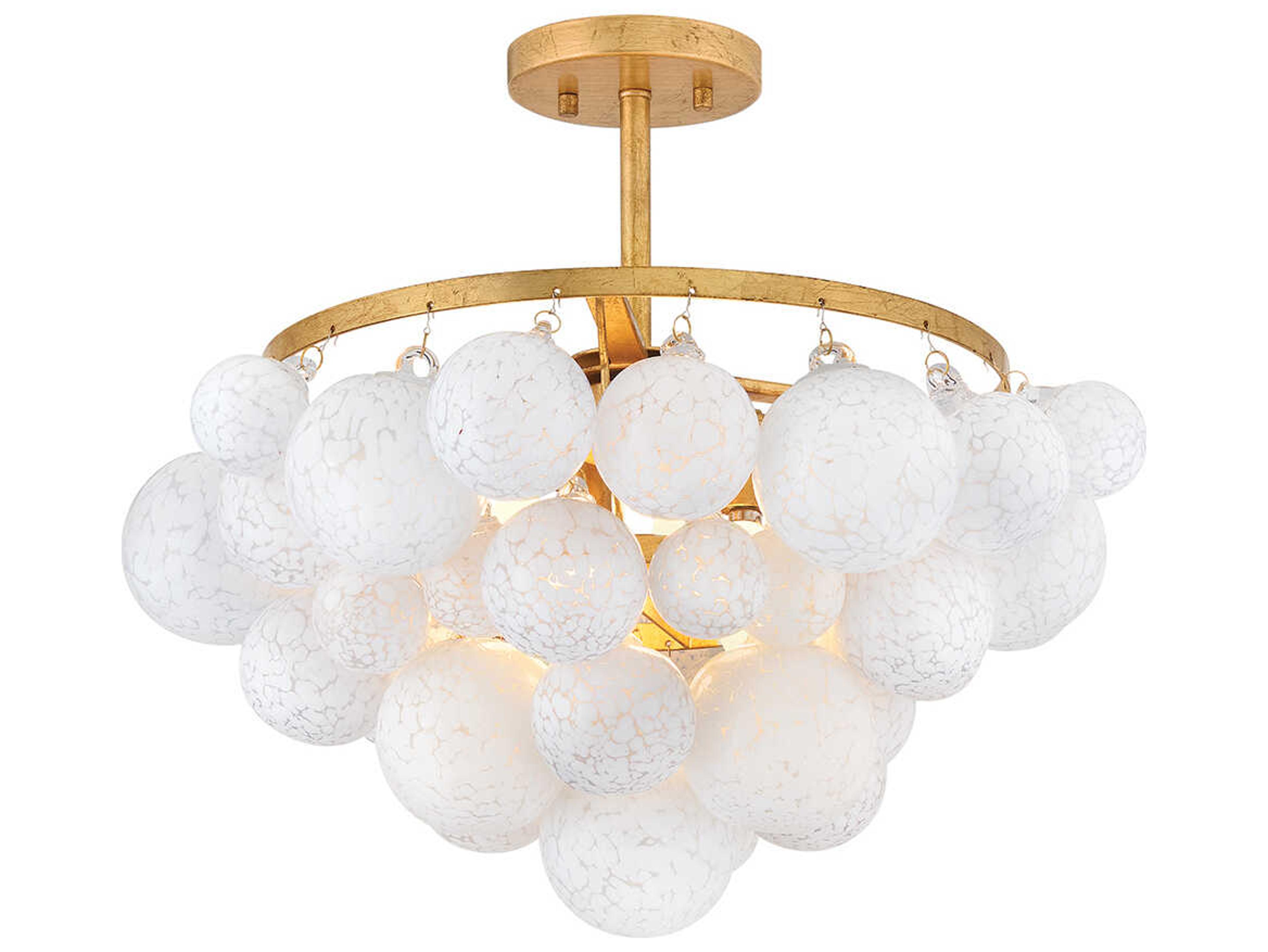 Fredrick Ramond Marabel 4-Light Distressed Brass Semi Flush Mount