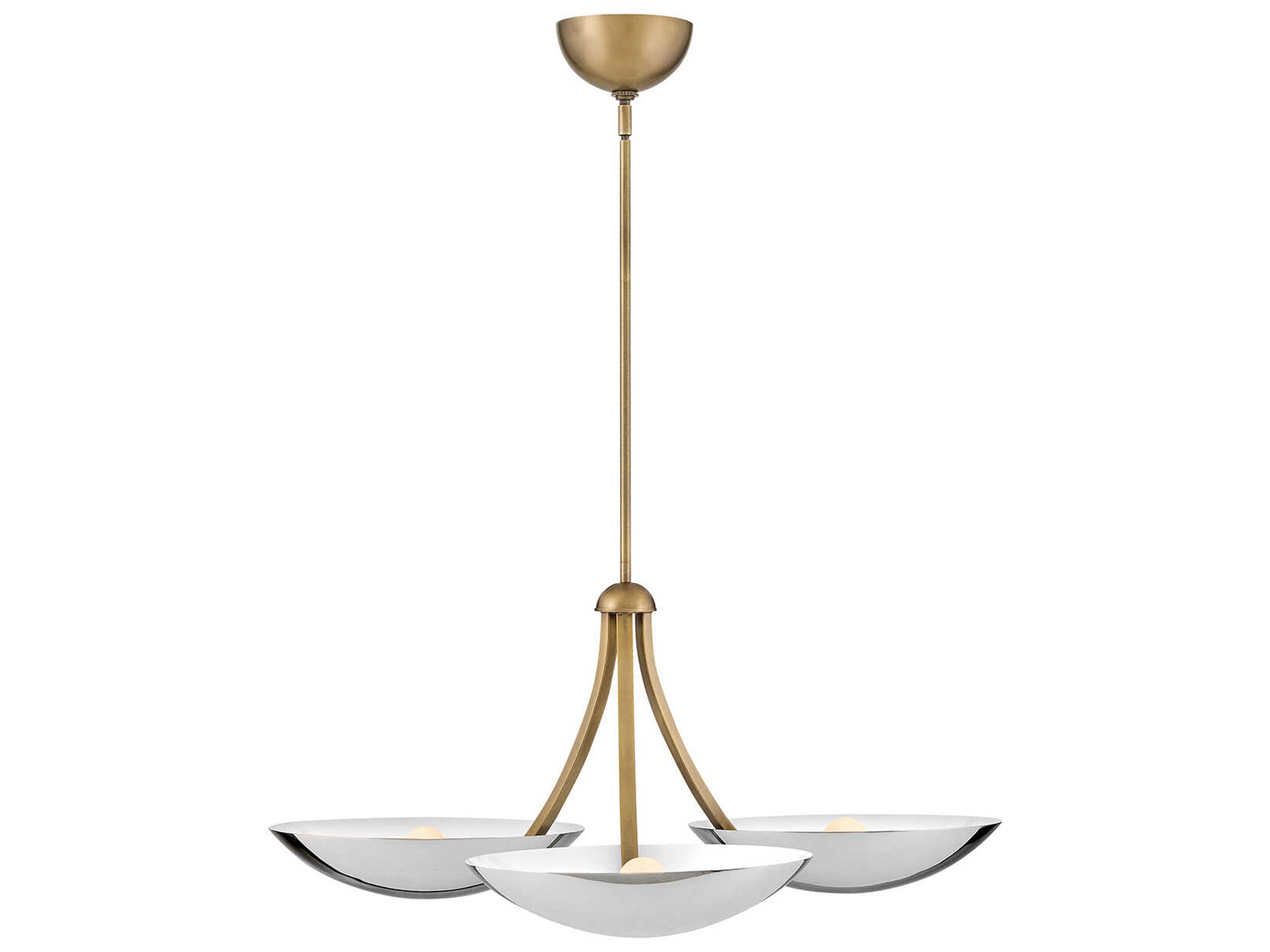 Fredrick Ramond Glenn 3-Light Heritage Brass Chrome Bowl Chandelier