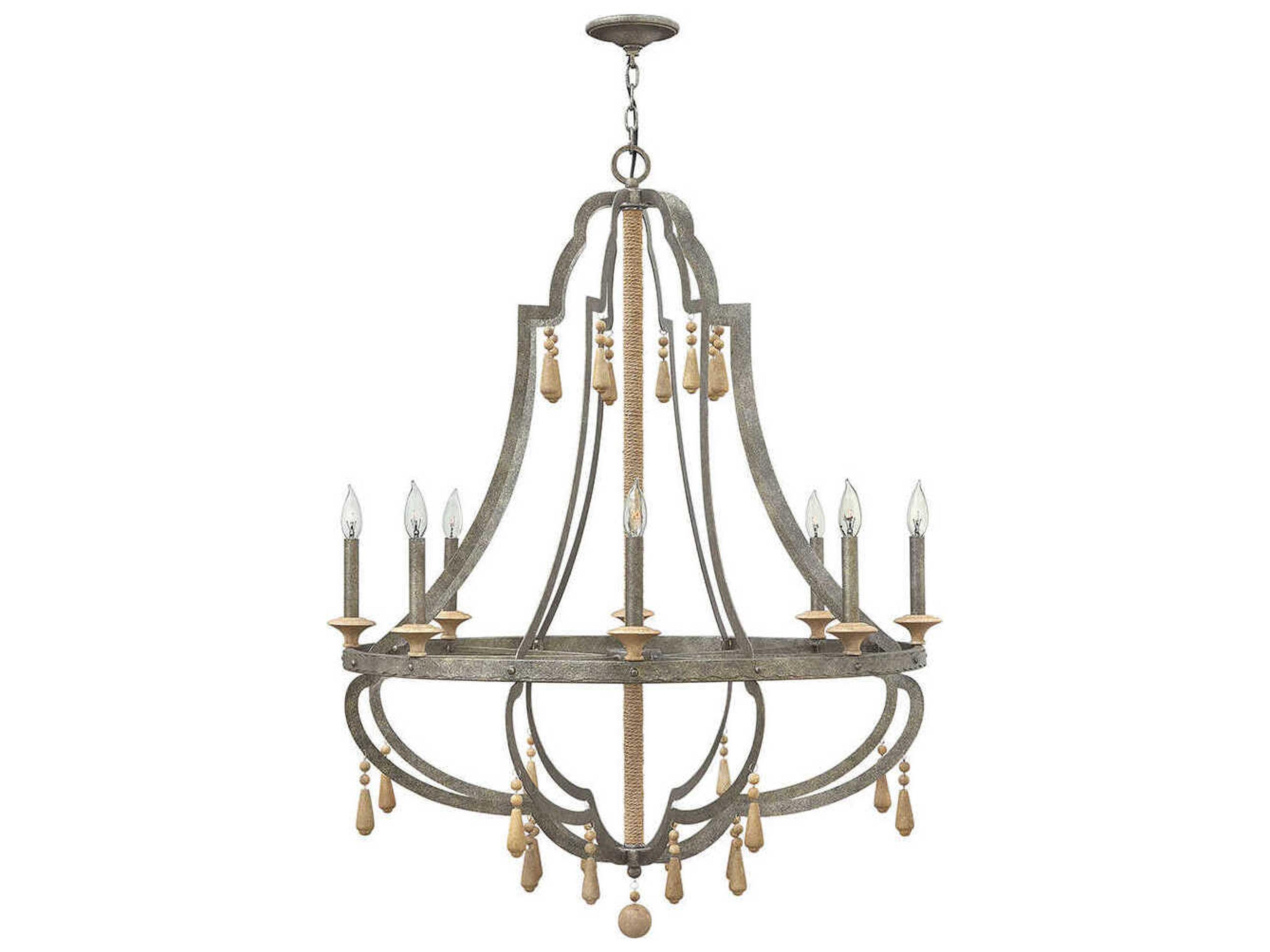 Cordoba 8-Light Distressed Iron Brown Candelabra Chandelier