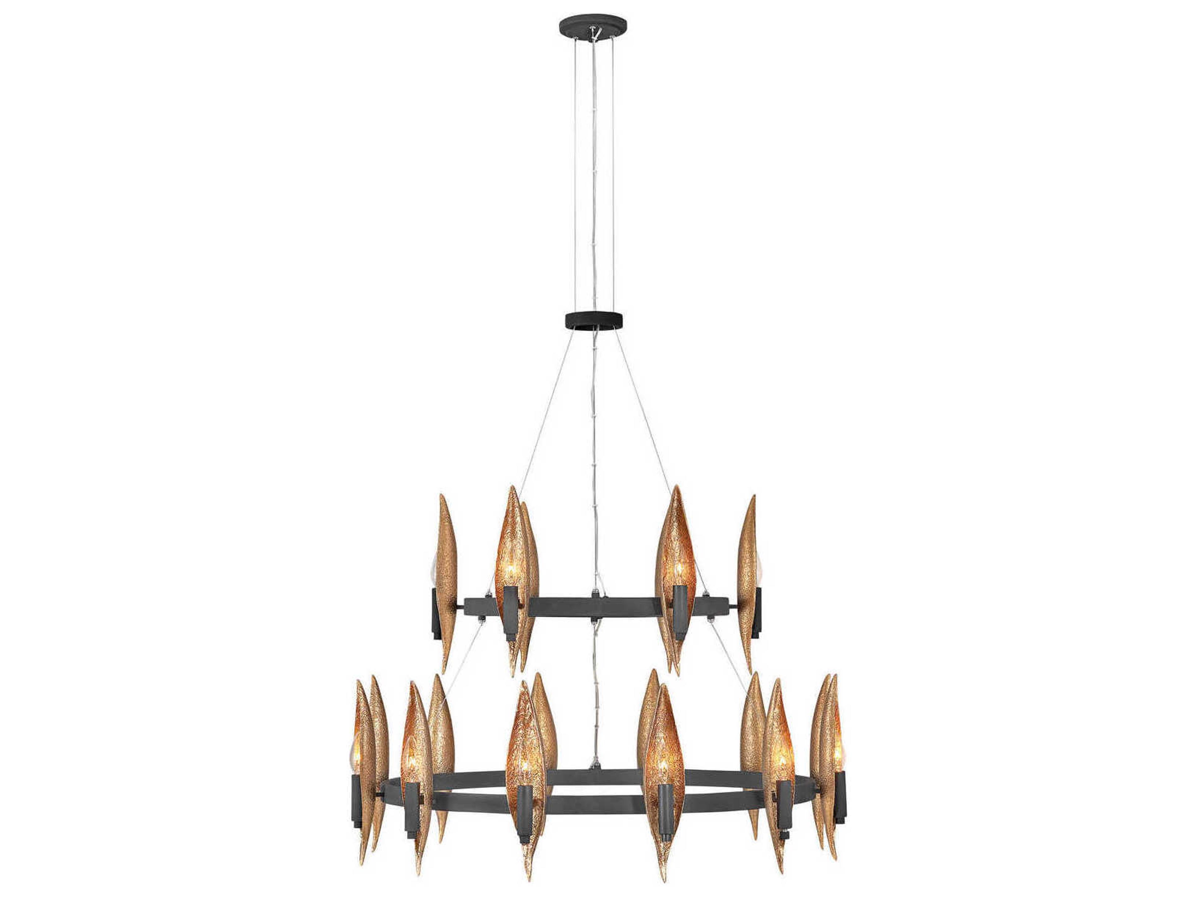 Fredrick Ramond Willow 18-Light8-Light Carbon Black Deluxe Gold Candelabra Chandelier