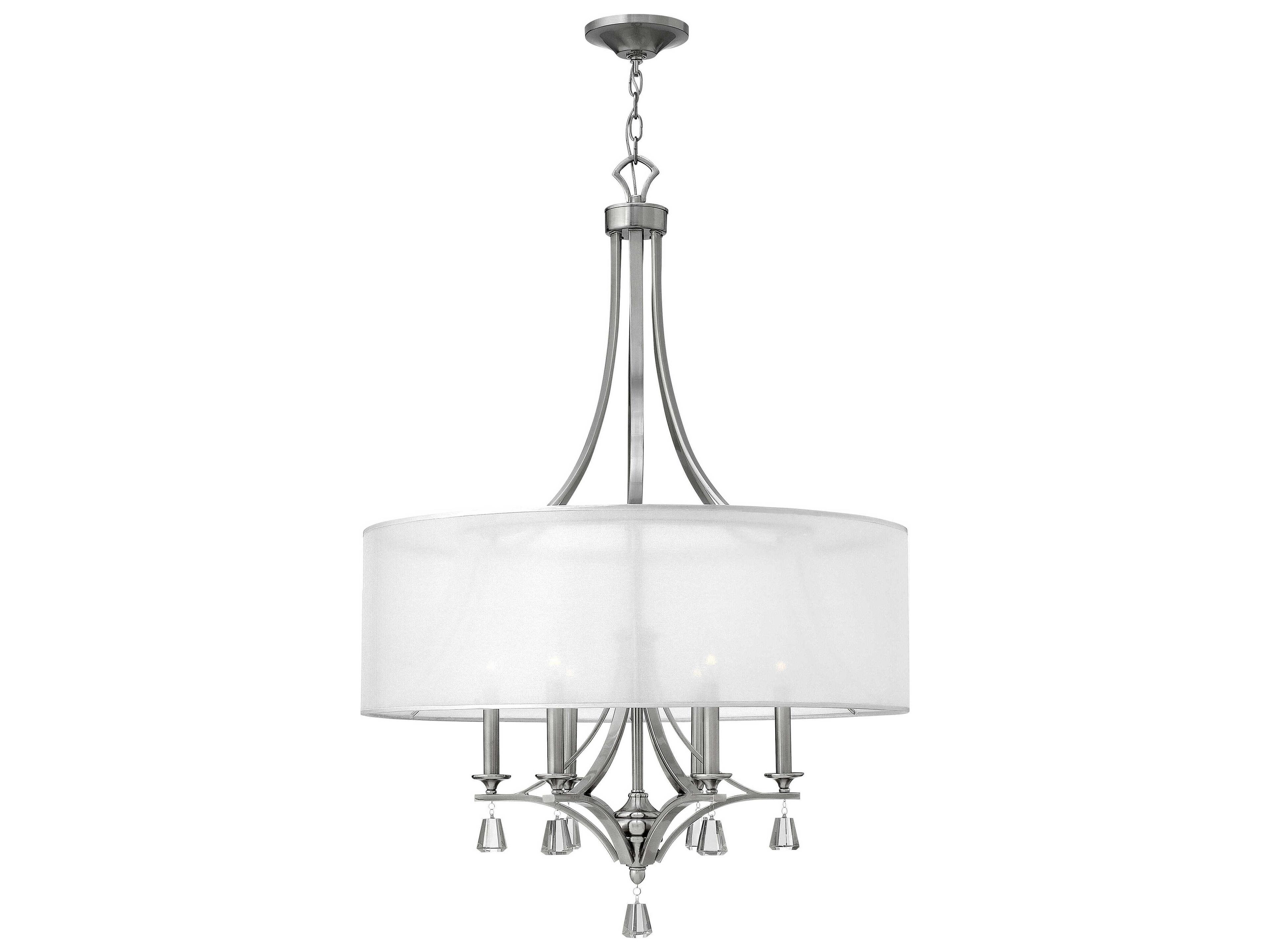 Mime 6-Light Brushed Nickel Crystal Candelabra Drum Chandelier