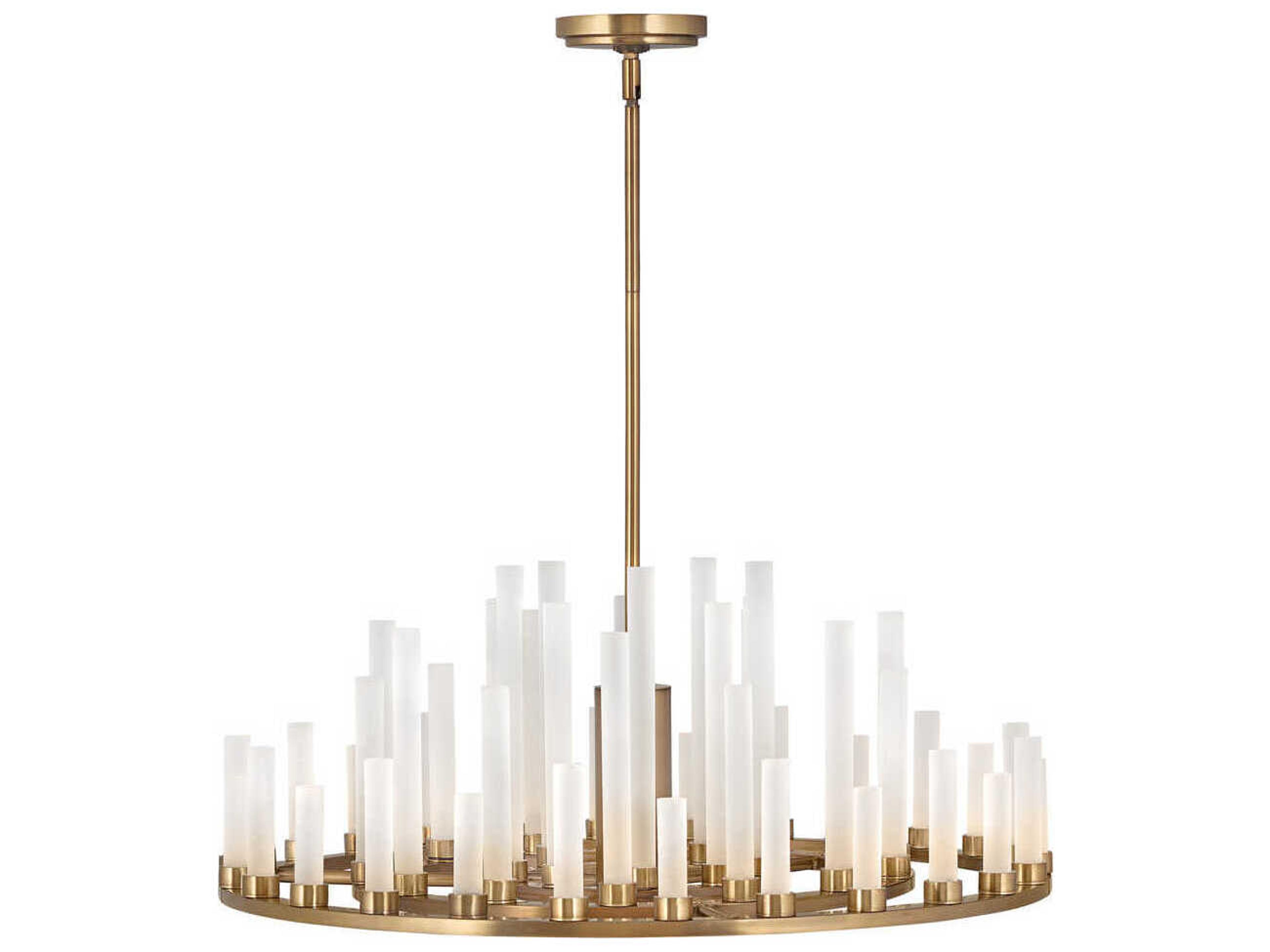 Fredrick Ramond Trinity 50-Light Heritage Brass Glass LED Cylinder Geometric Chandelier