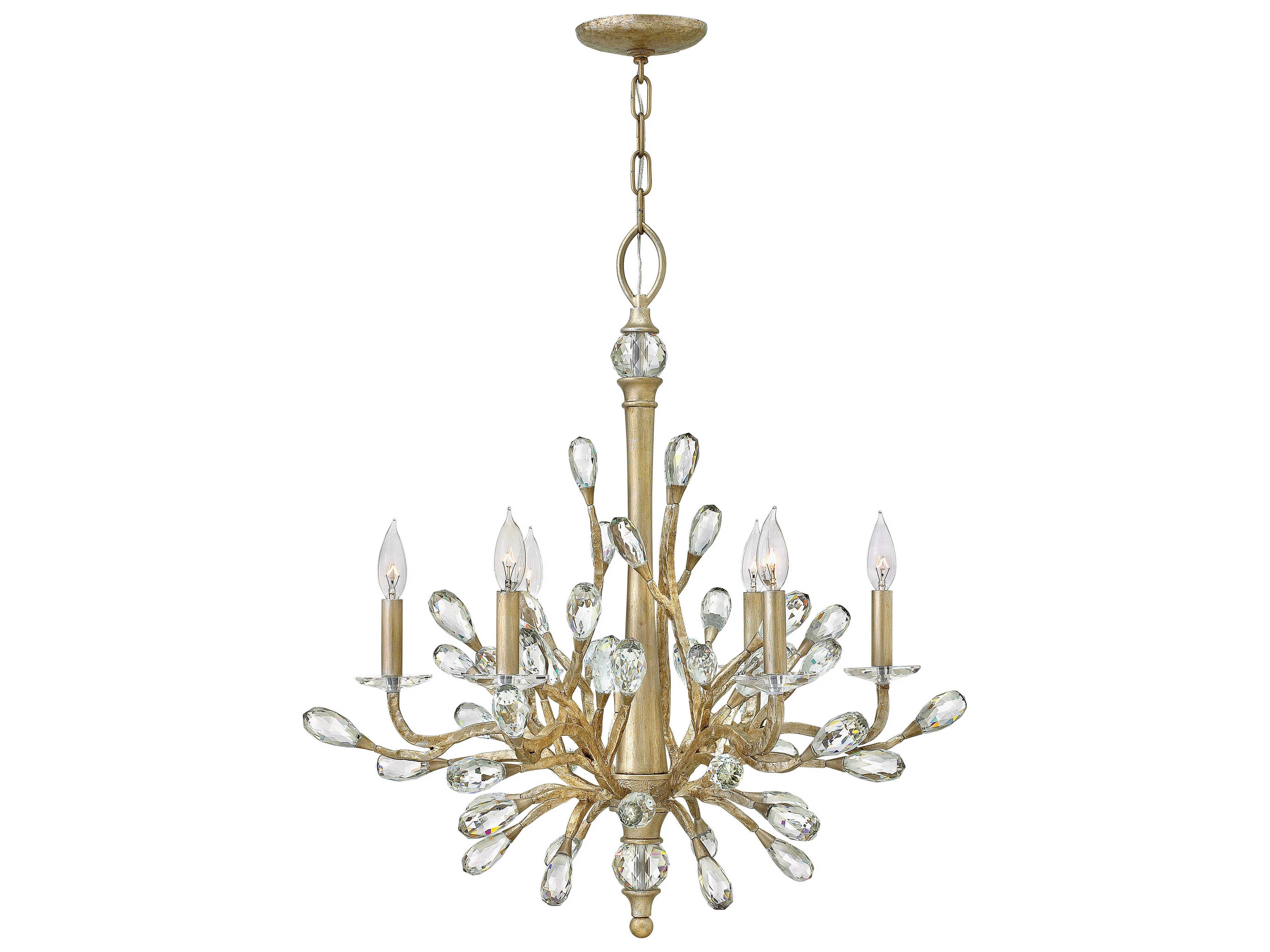 Fredrick Ramond Eve 6-Light Champagne Gold Crystal Candelabra Chandelier