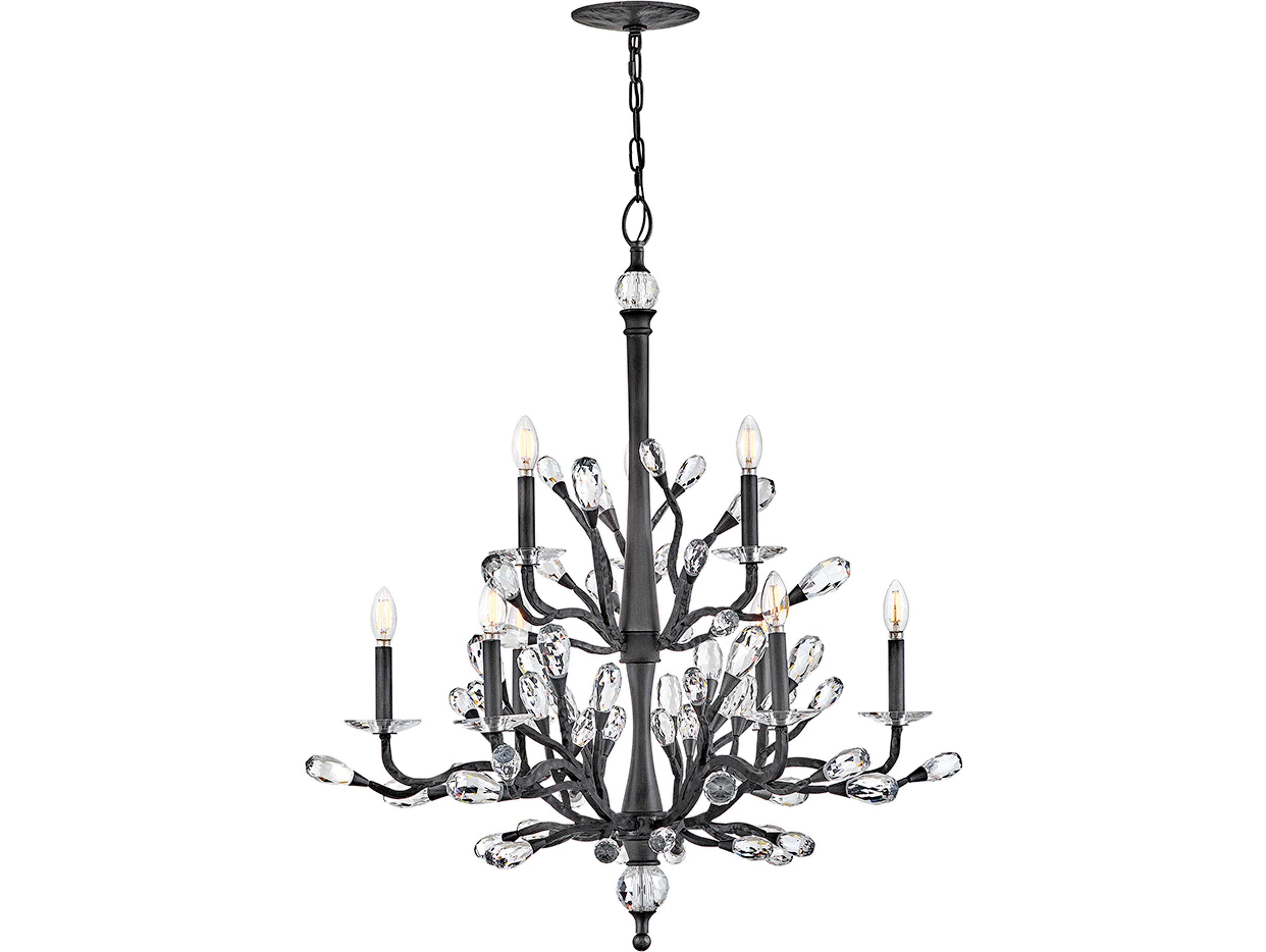 Fredrick Ramond Eve 9-Light Brushed Graphite Black Chandelier