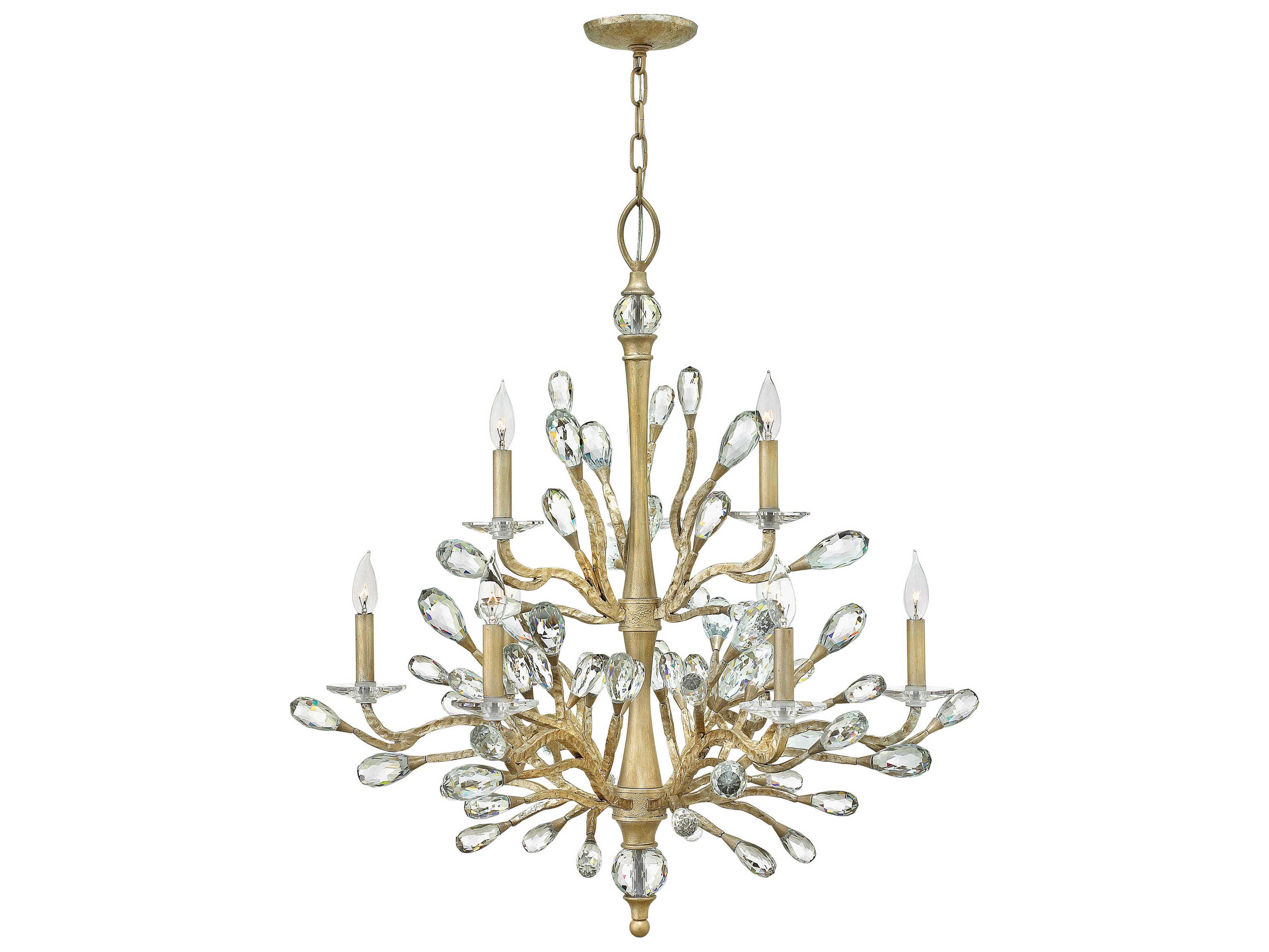 Fredrick Ramond Eve 9-Light Champagne Gold Crystal Candelabra Chandelier