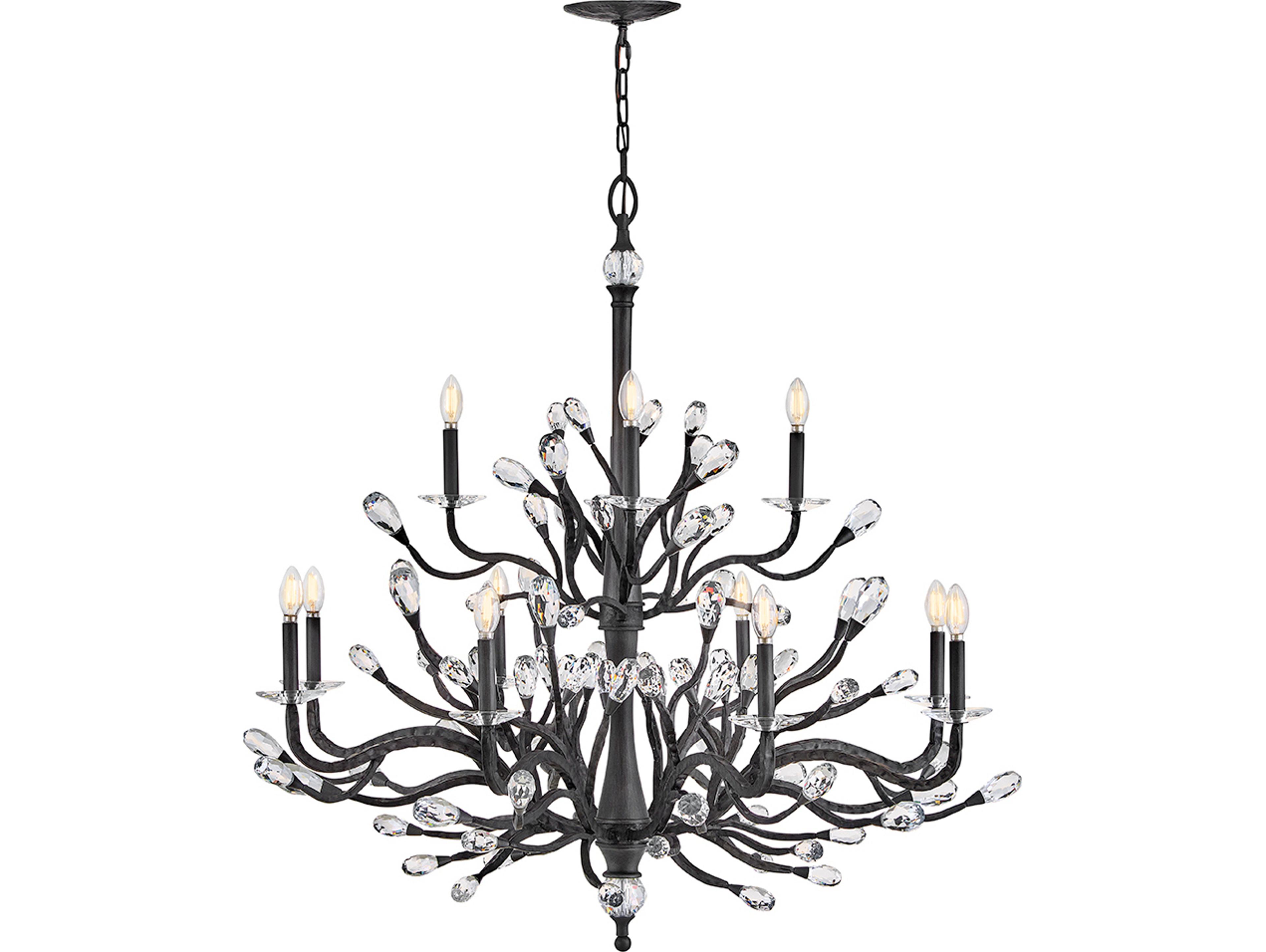 Fredrick Ramond Eve 12-Light Brushed Graphite Black Chandelier