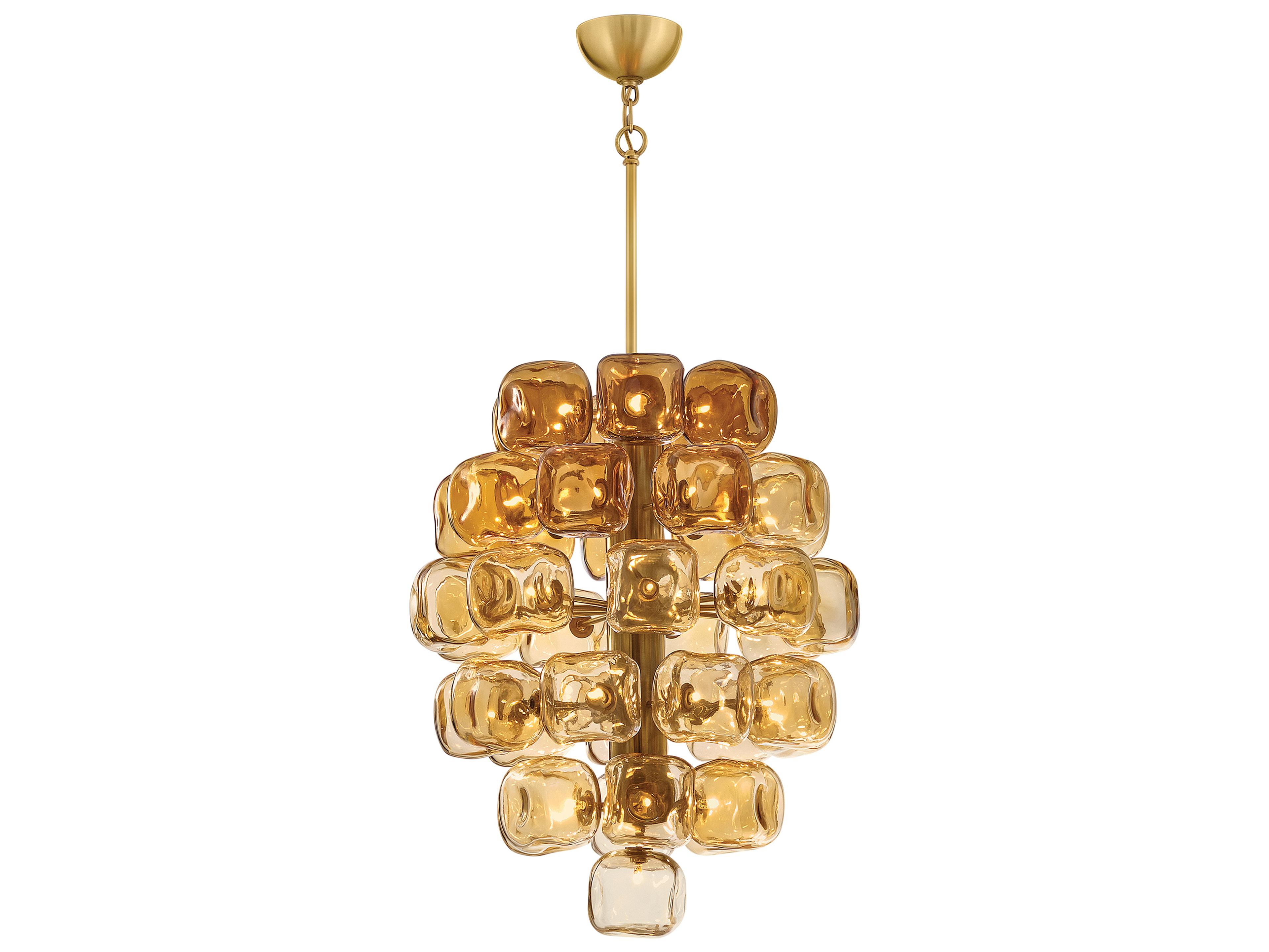Fredrick Ramond Perriand 40-Light Unlacquered Brass Geometric Tiered Chandelier