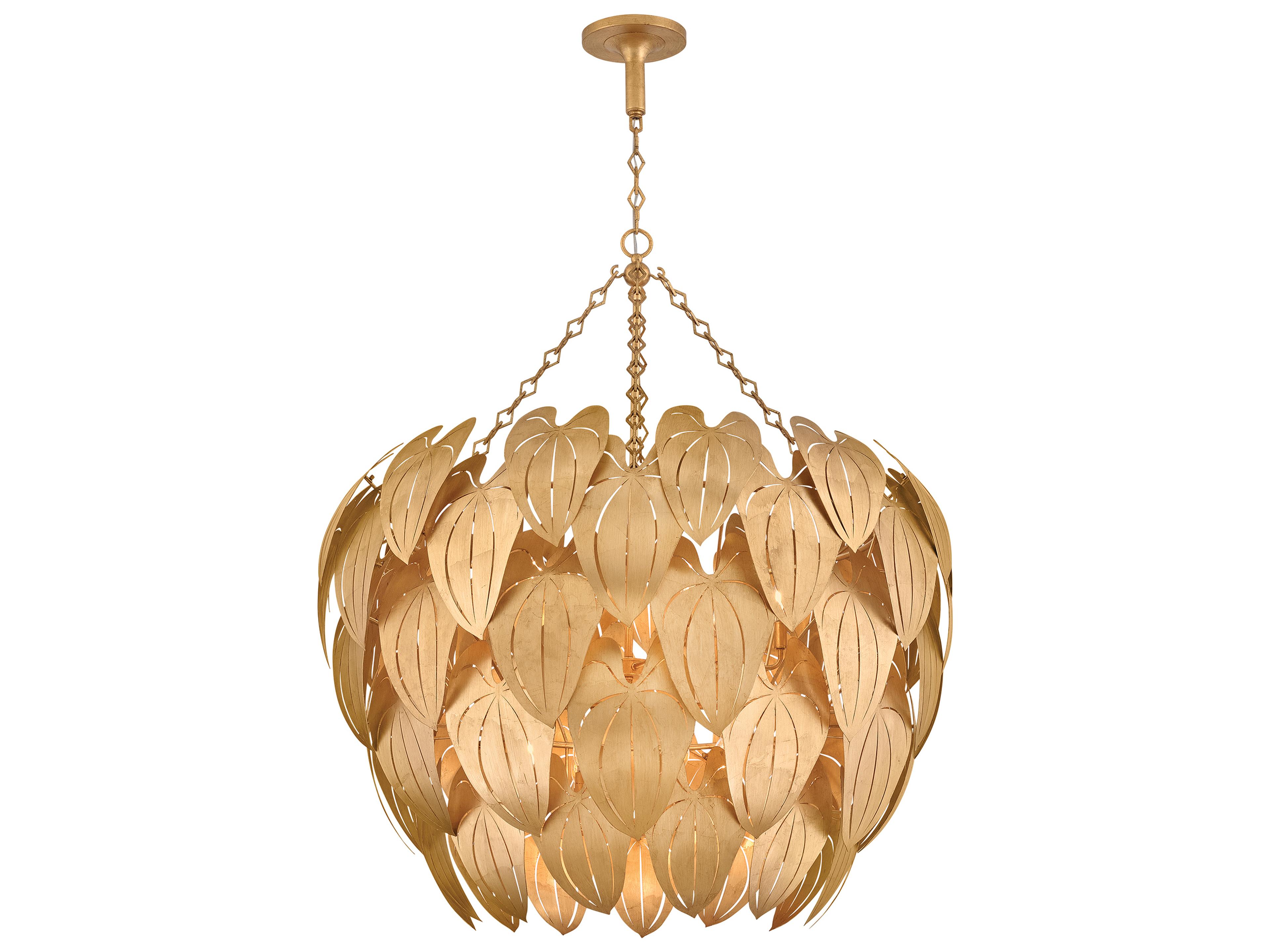 Fredrick Ramond Camille 12-Light Distressed Brass Chandelier