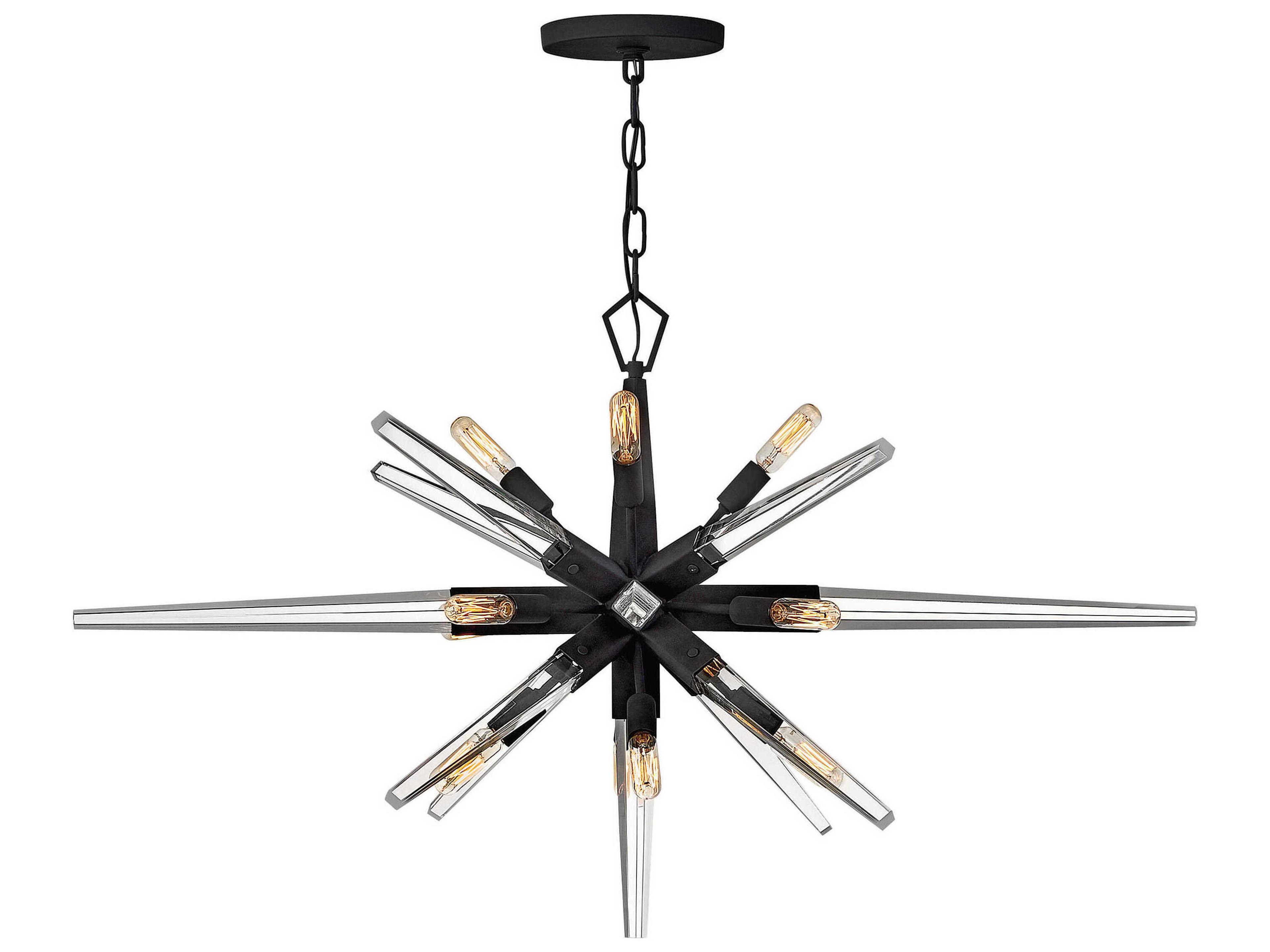 Fredrick Ramond Ariel 12-Light Black Crystal Linear Island Pendant