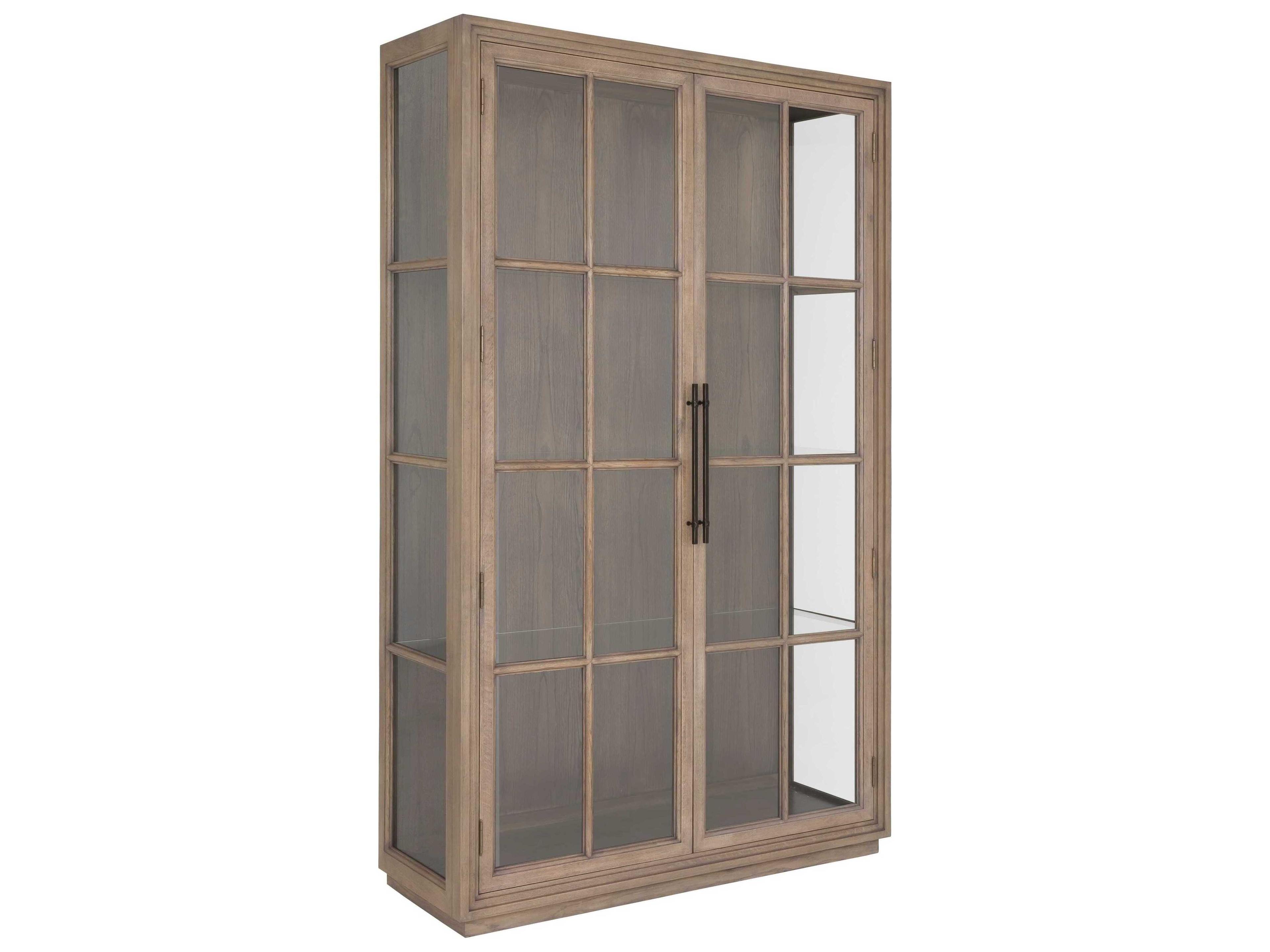 Fairfield Chair Everett Oak Wood Biscotti Mica Display Cabinet