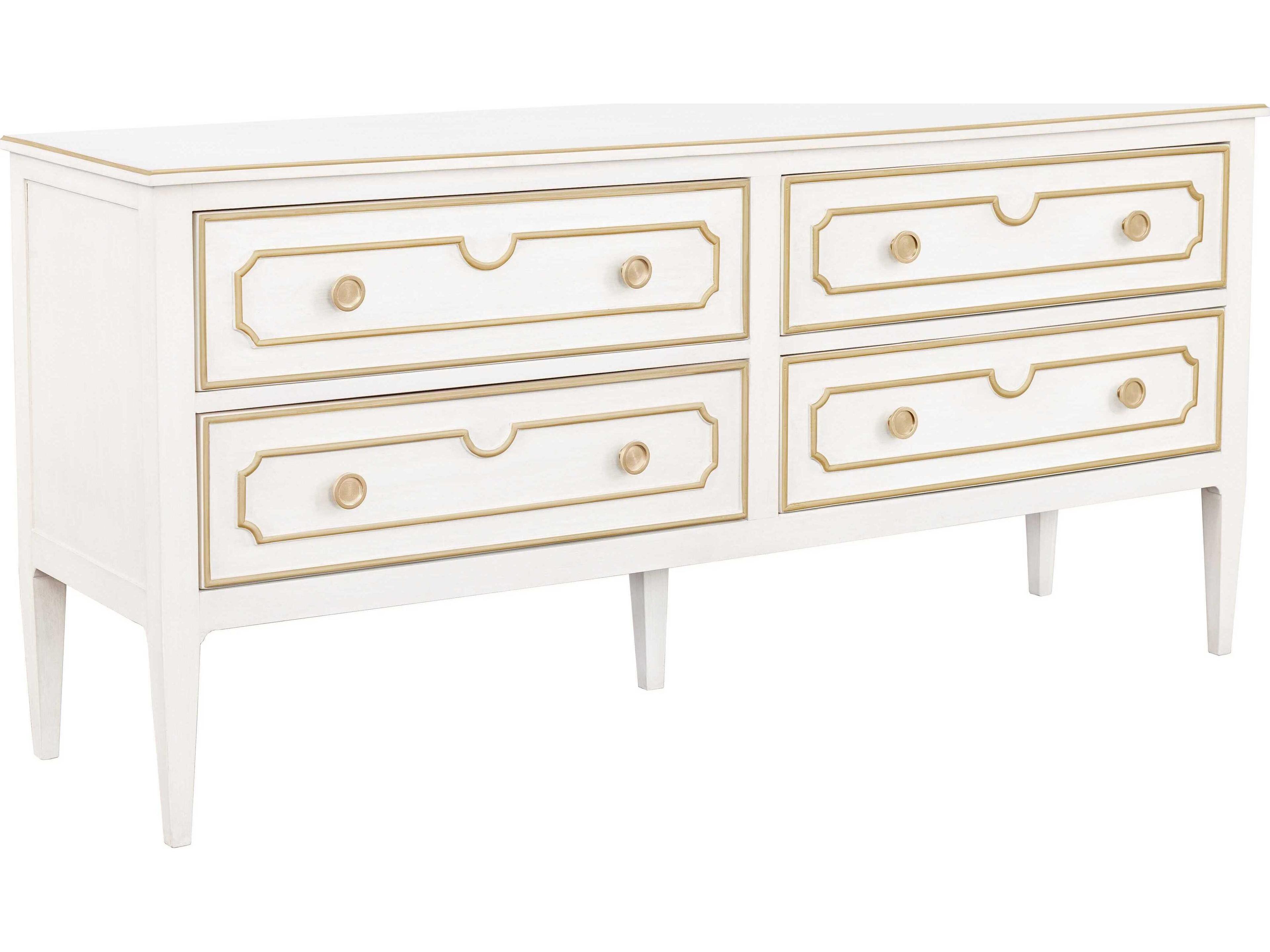 Fairfield Chair Camille 4-Drawers White Walnut Wood Double Dresser