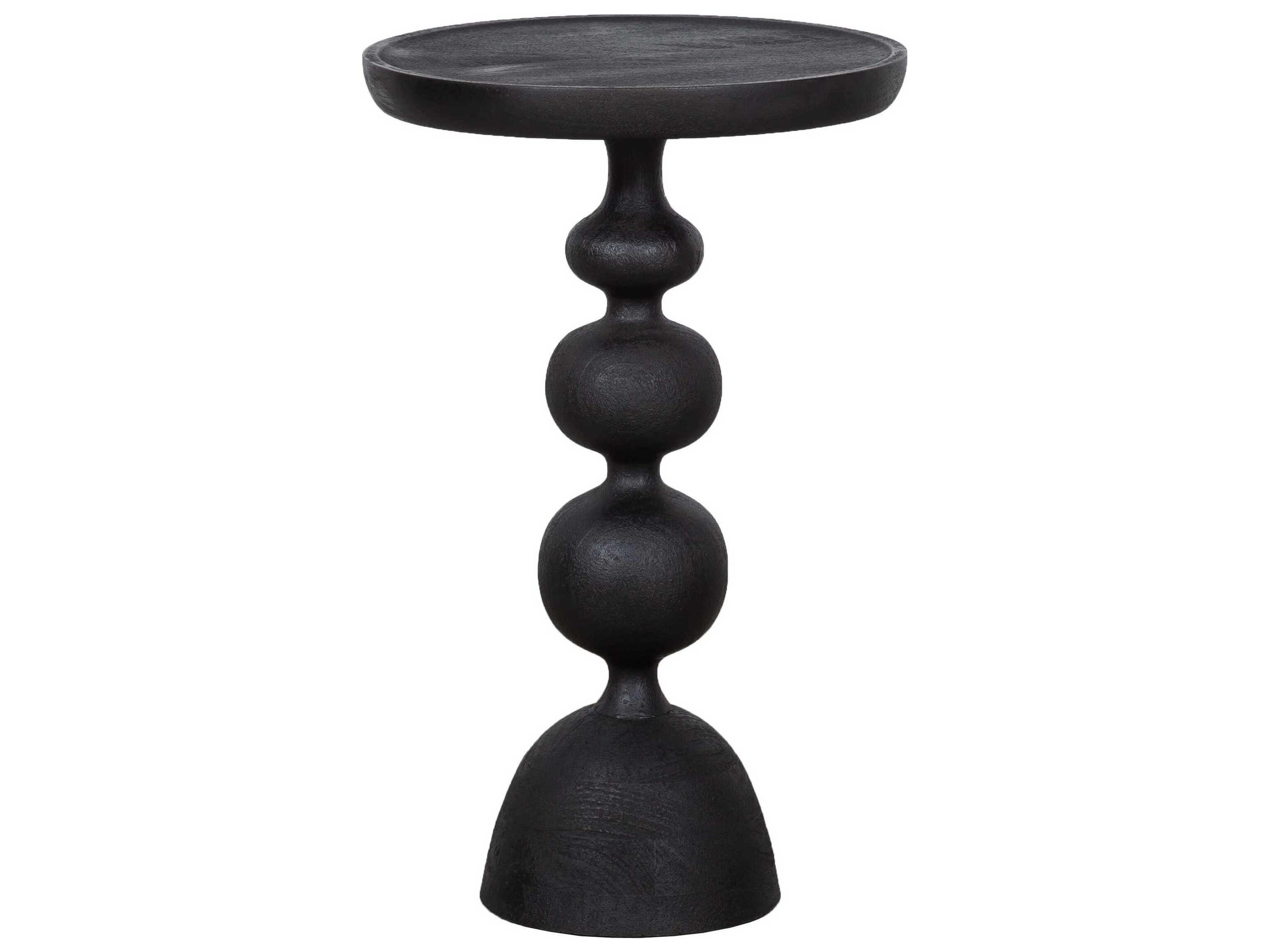 Fairfield Chair Sundries Fawn Round Wood Sandblasted Black Drink Table