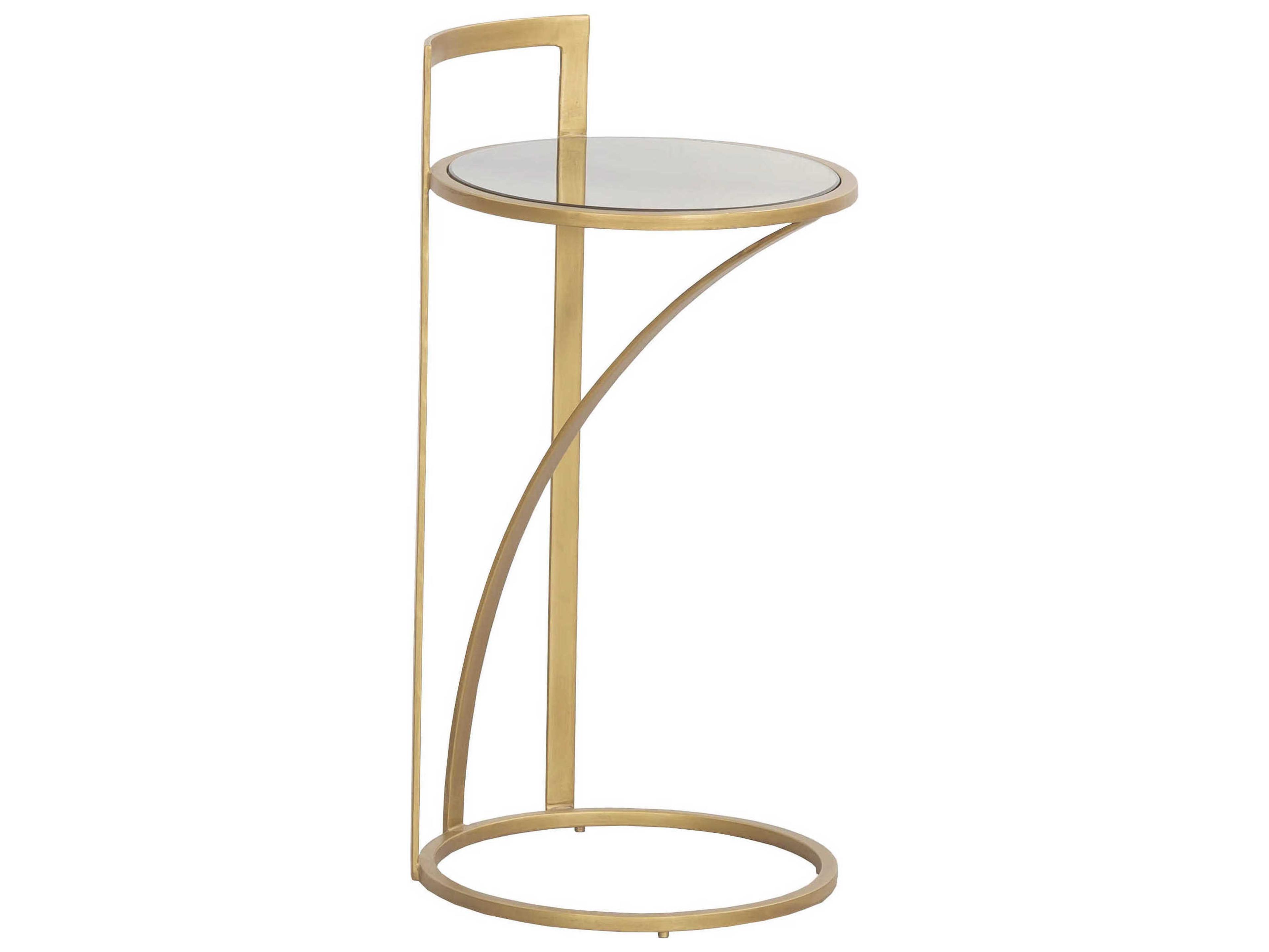 Fairfield Chair Sundries Round Antique Glass Gold End Table