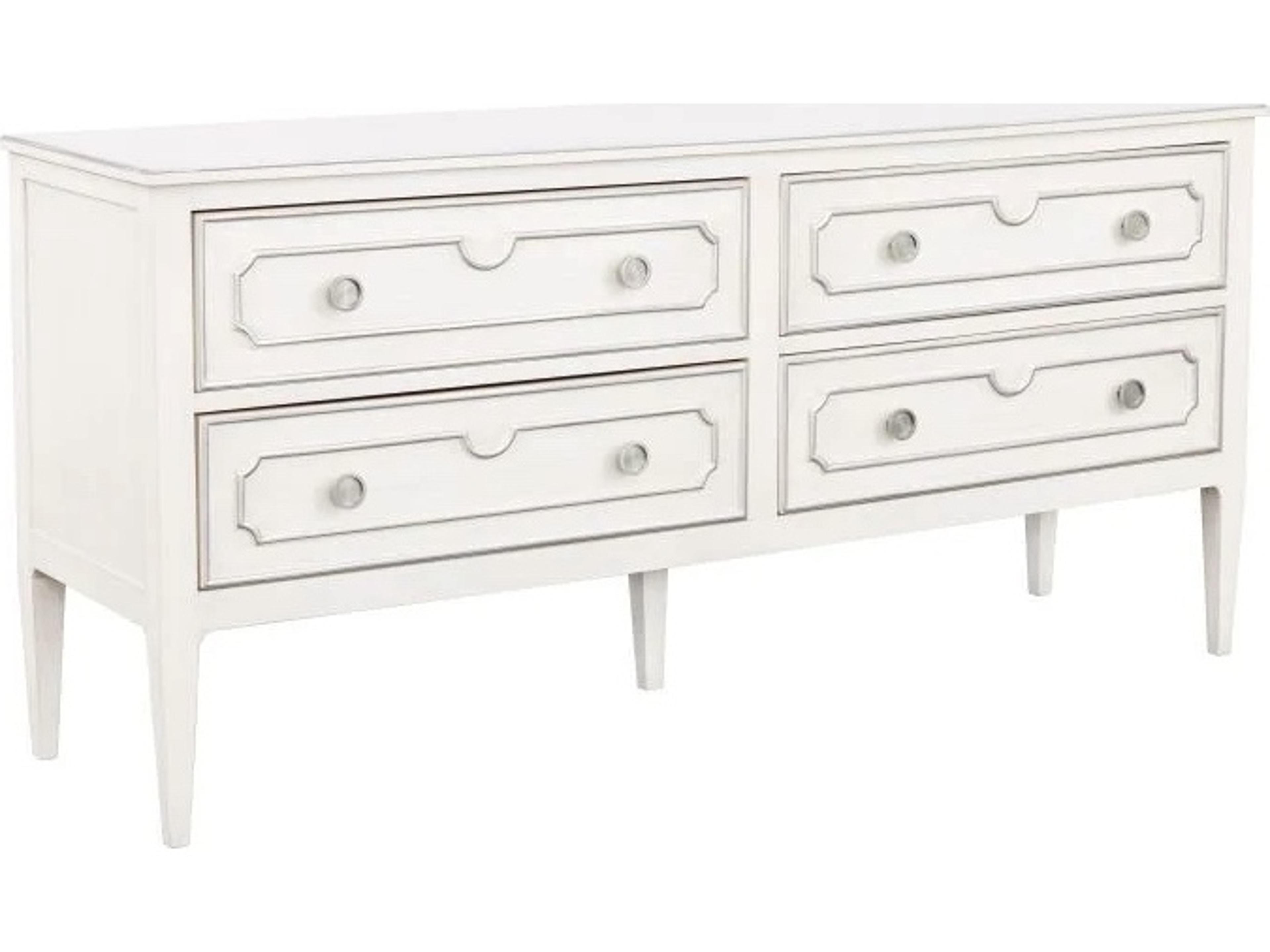 Fairfield Chair Monogram 4-Drawers White Walnut Wood Double Dresser