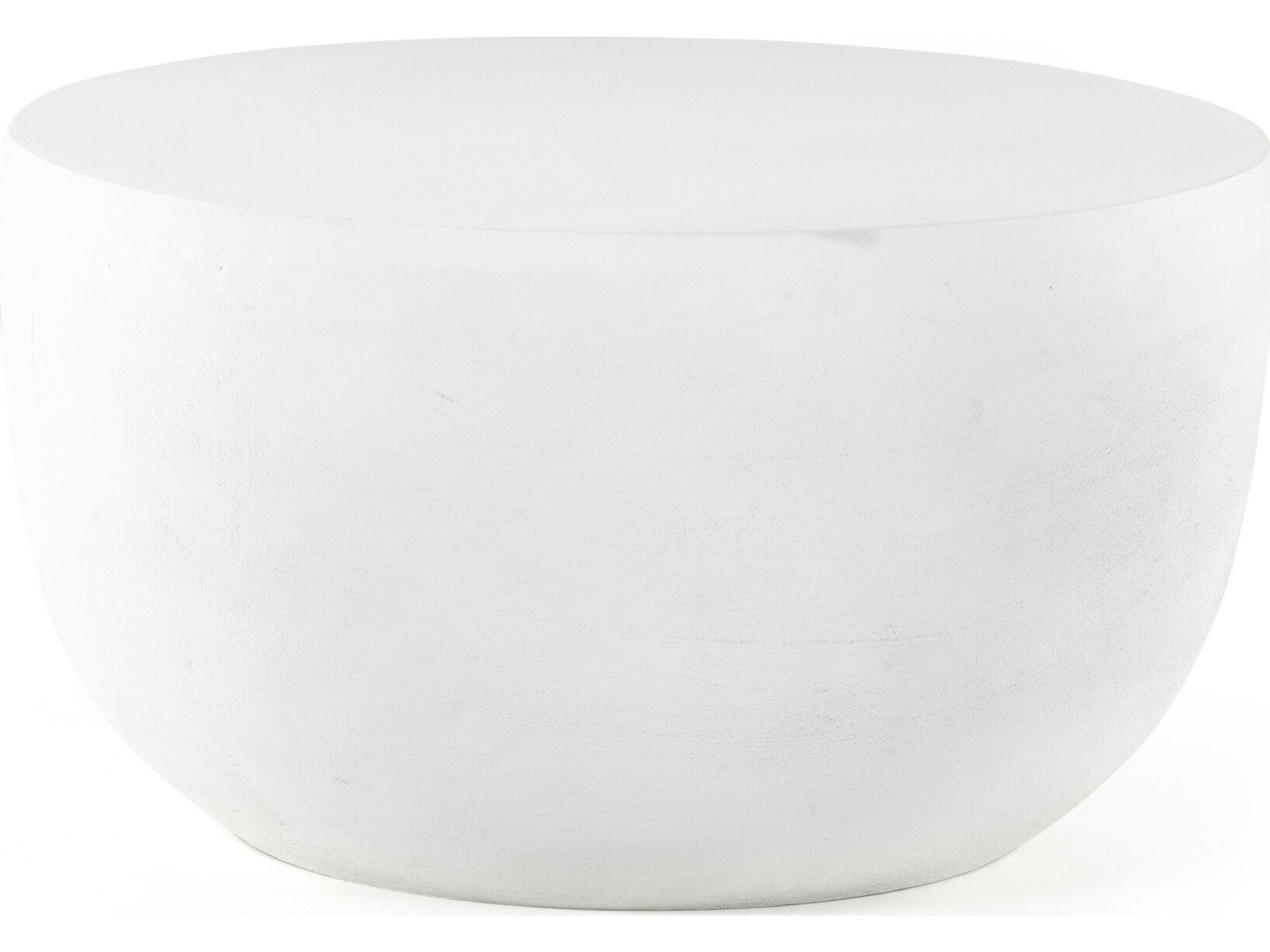 Four Hands Outdoor Marlow Matte White Cast Aluminum Round End Table