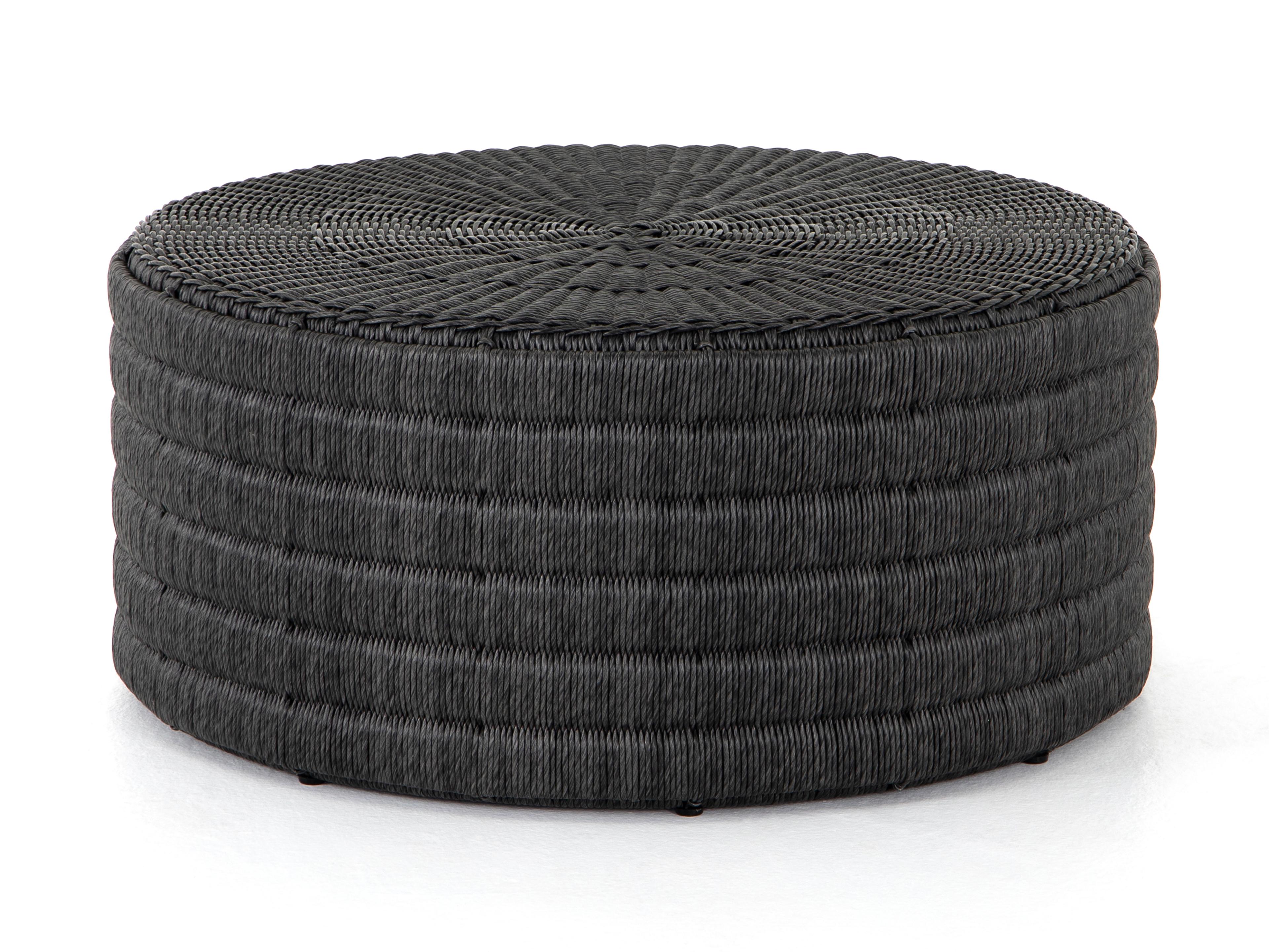 Four Hands Outdoor Grass Roots Vintage Coal Resin Round Coffee Table