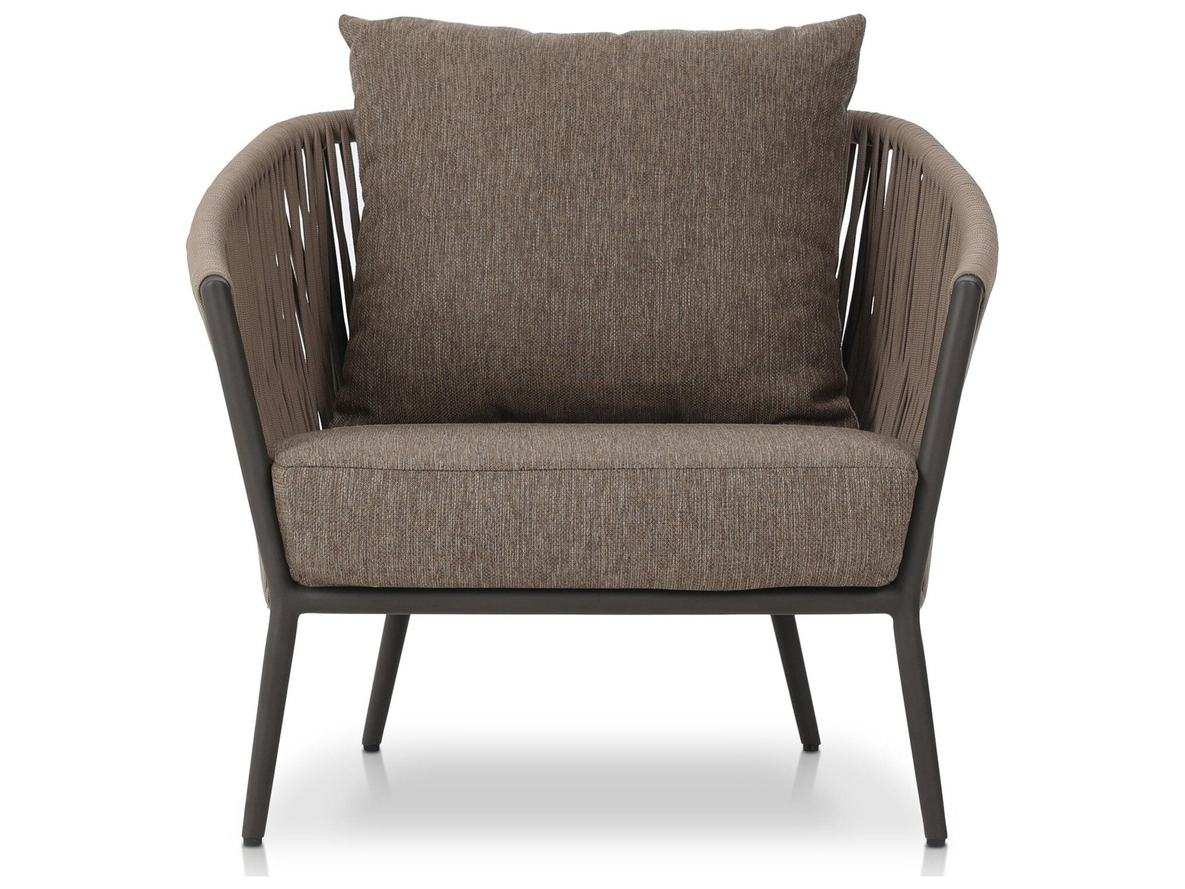 Four Hands Outdoor Solano Porto Bronze Aluminum Cushion Lounge Chair in Ellor Brown