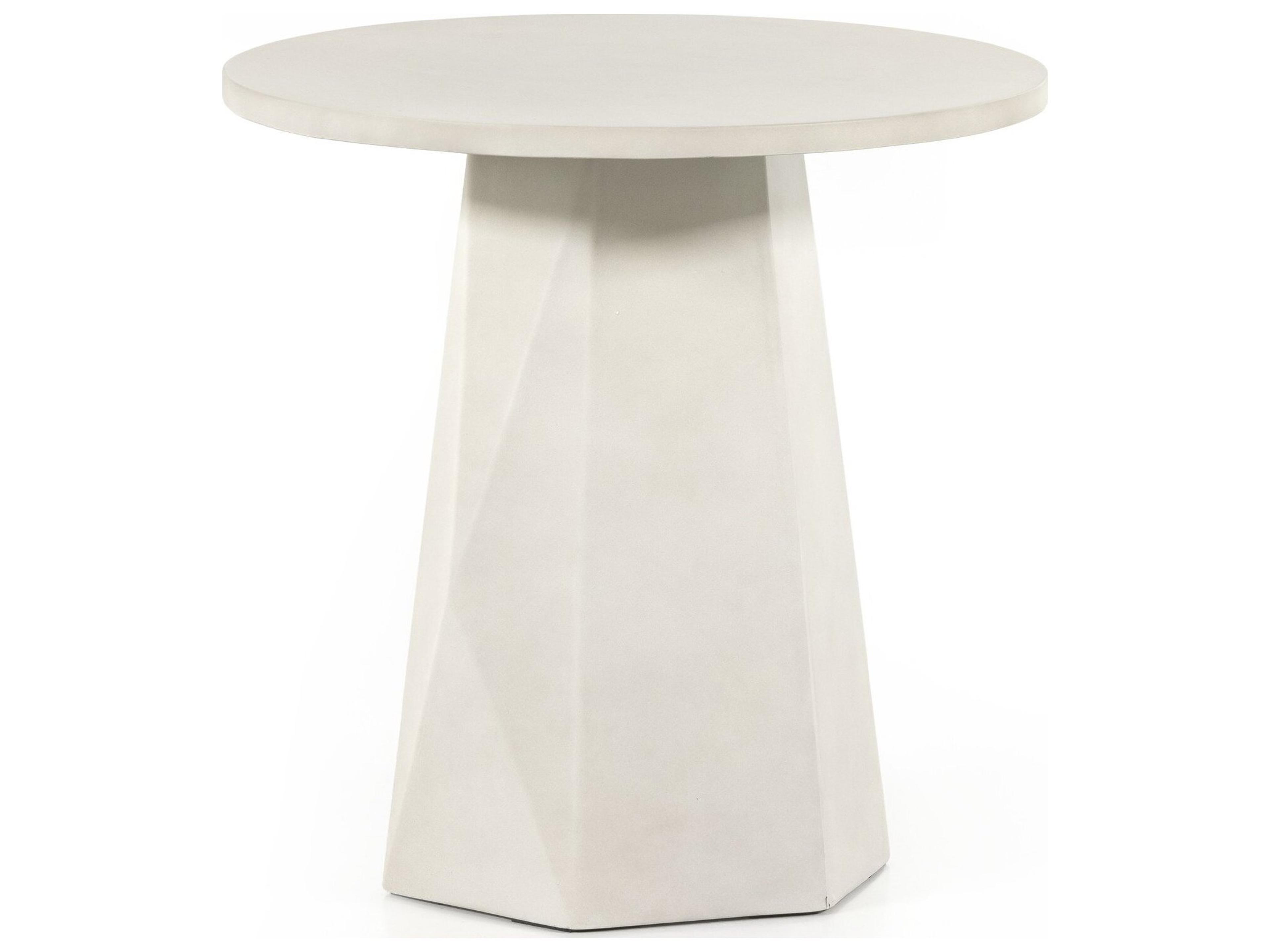 Four Hands Outdoor Thayer White Concrete Round End Table