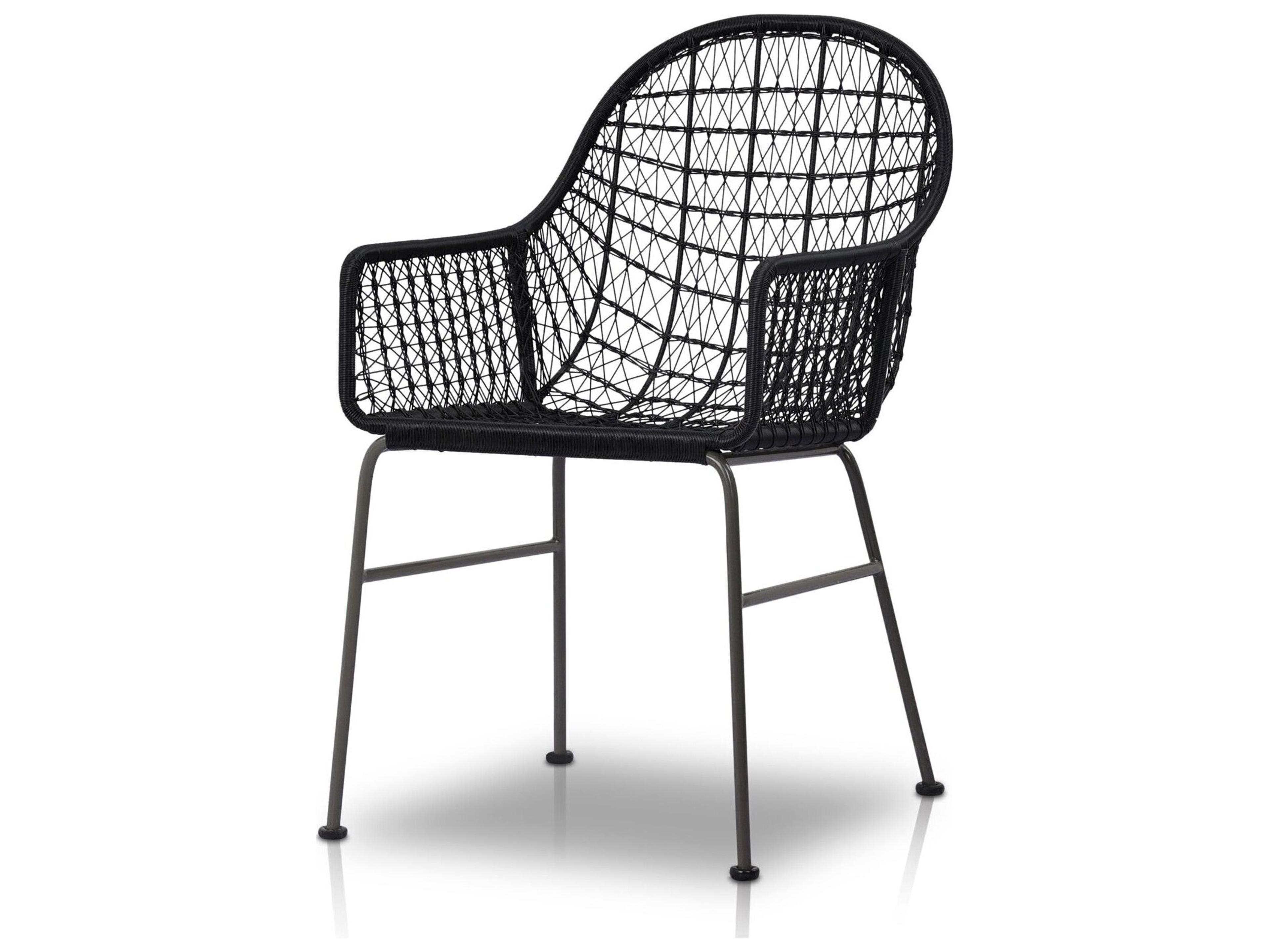 Four Hands Outdoor Grass Roots Grey Bronze / Smoke Black Arm Dining Chair