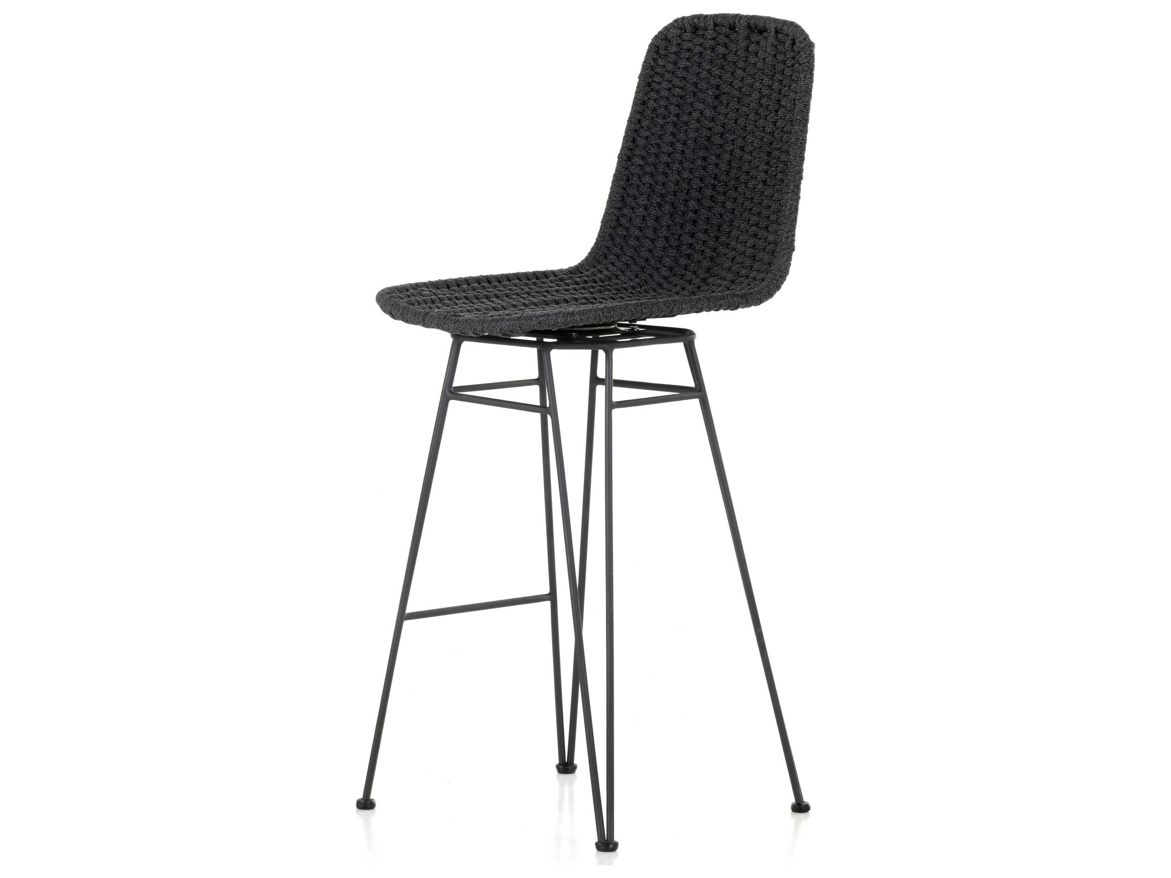 Luxecor Globetrotter Outdoor Charcoal Iron / Thick Dark Grey Rope Bar Stool