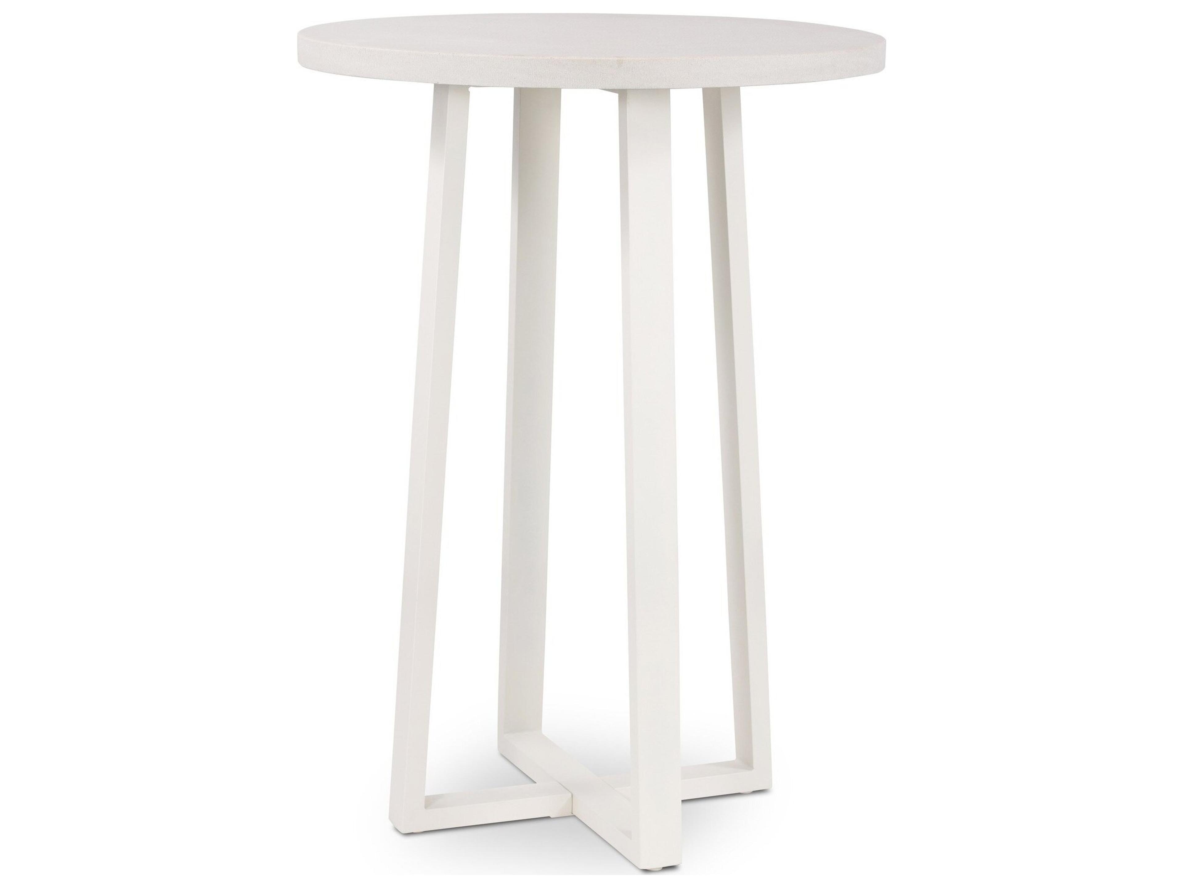 Four Hands Outdoor Constantine Natural White / Sand Resin Metal Stone Teak Round Bar Table