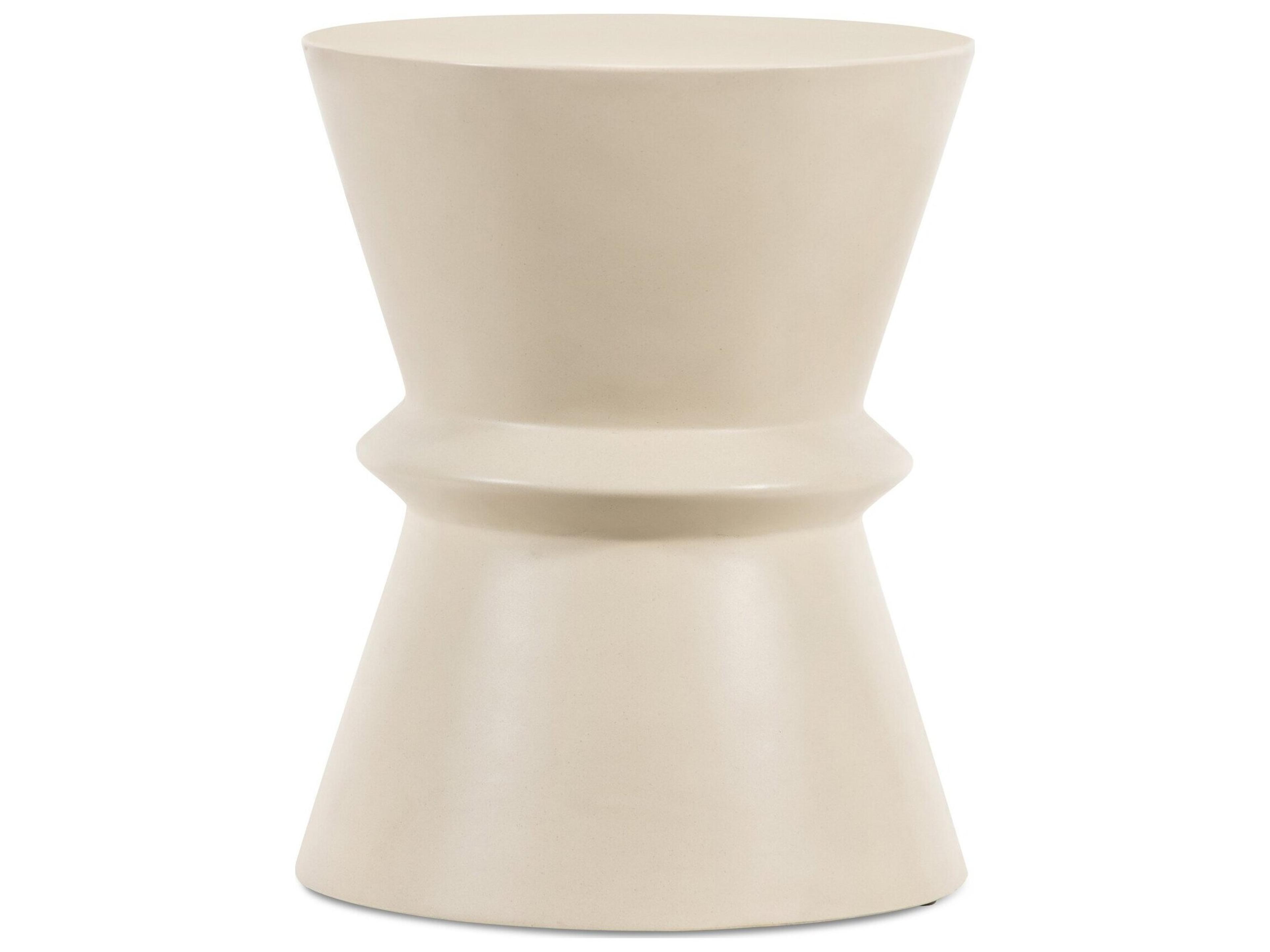 Everett Parchment White Concrete Round End Table