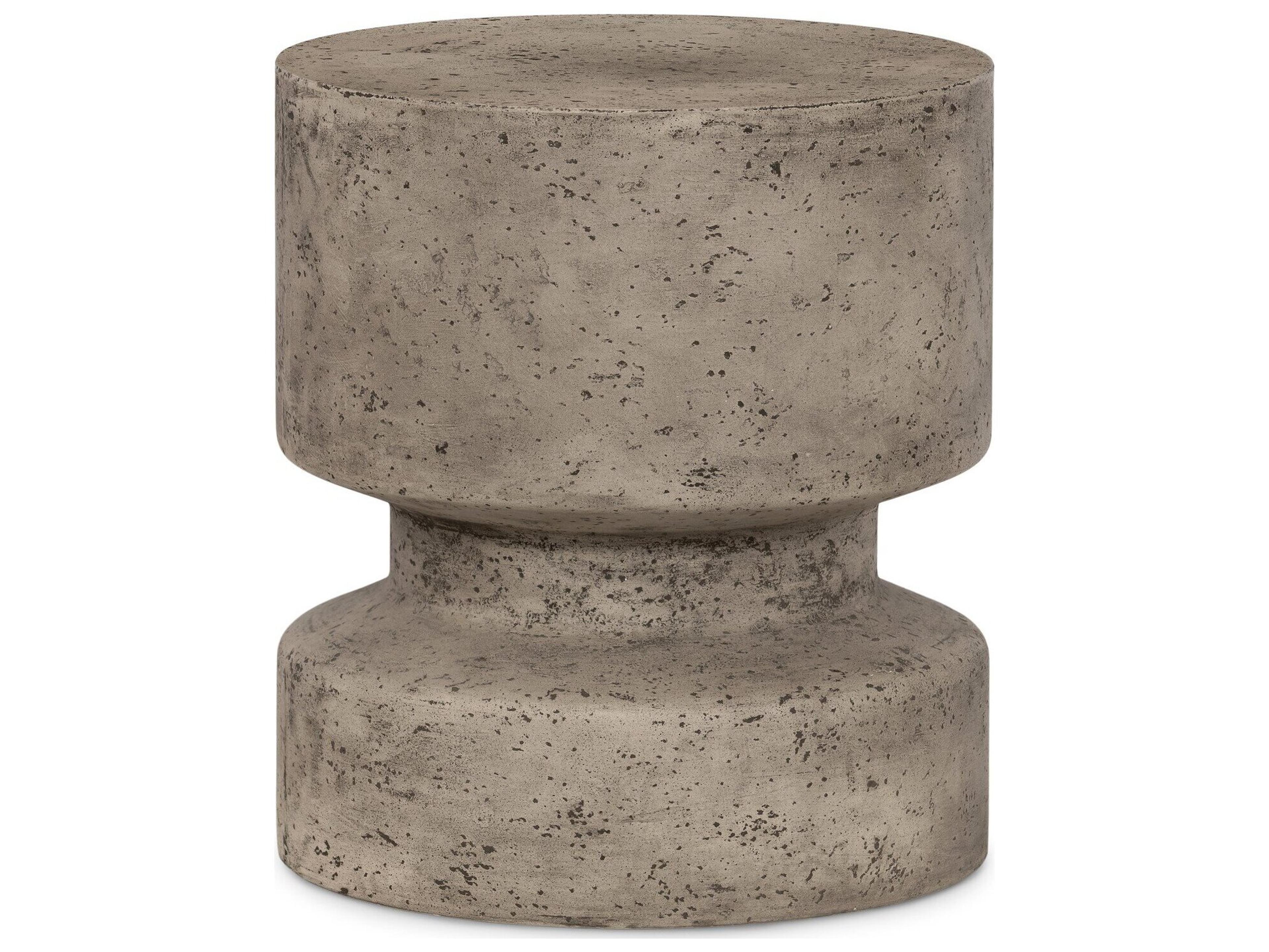 Four Hands Outdoor Everett Graphite Concrete Round End Table
