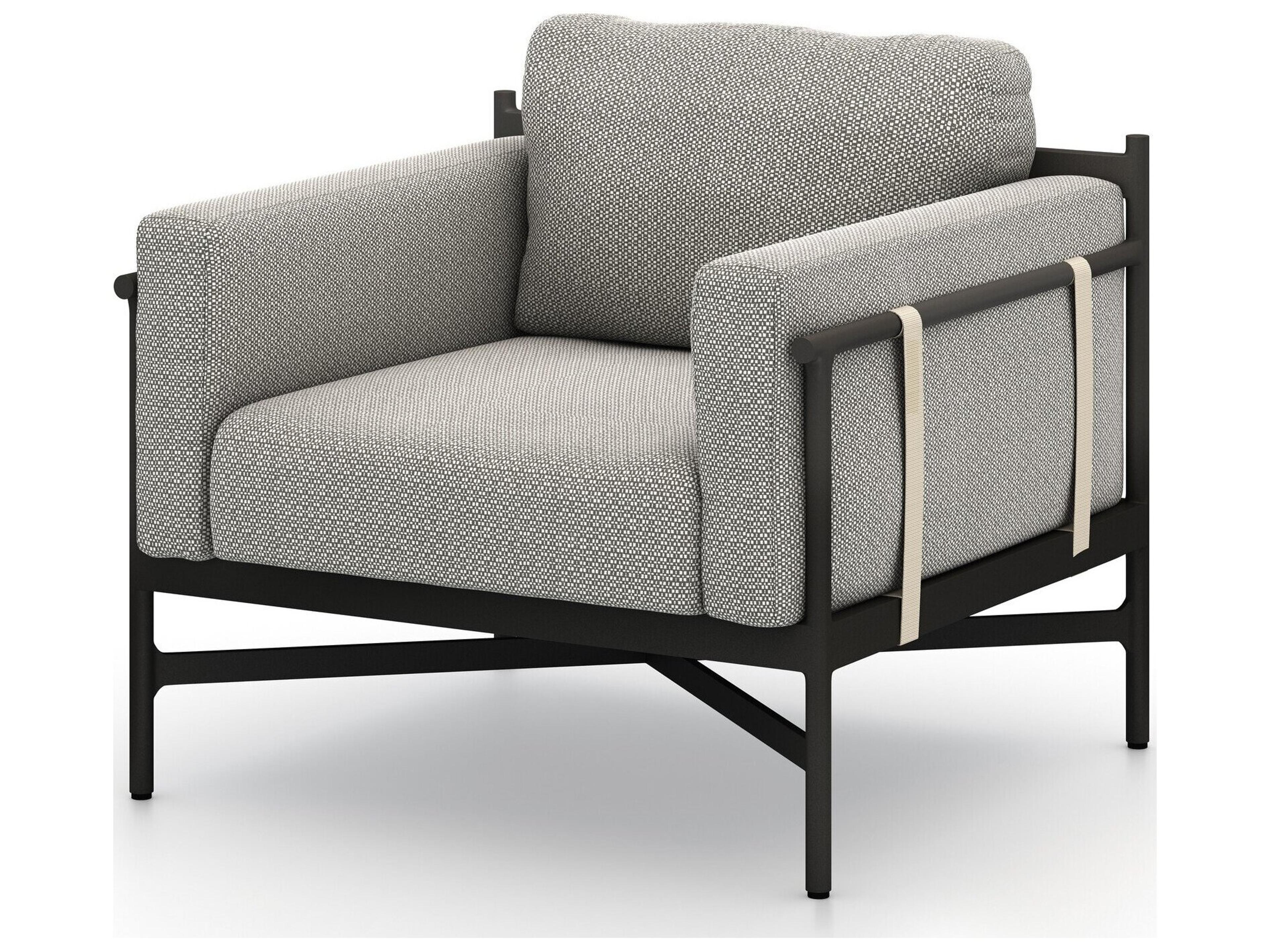 Solano Hearst Bronze Aluminum Cushion Lounge Chair in Faye Ash