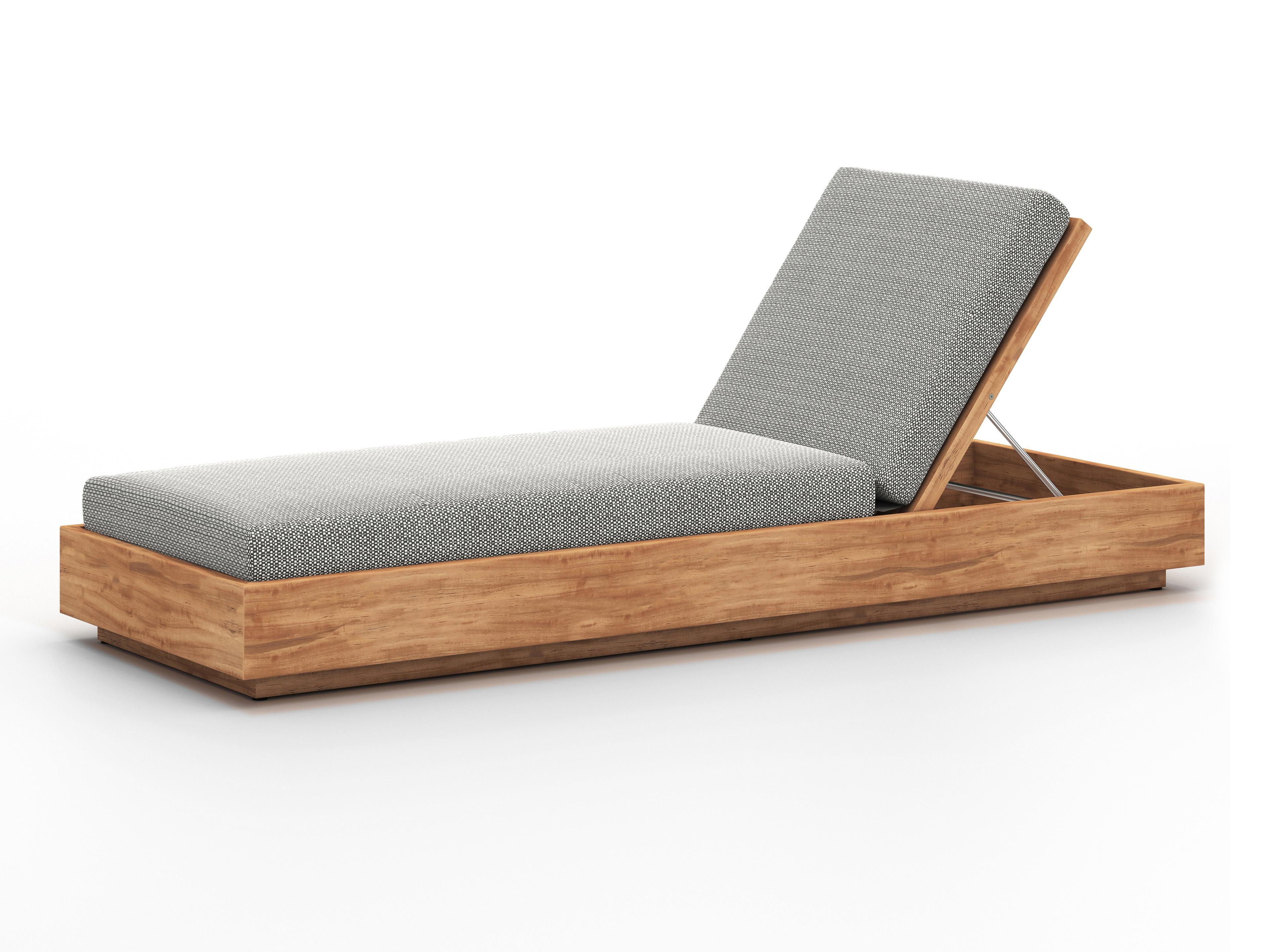 Luxecor Globetrotter Outdoor Natural Teak Resin with Faye Ash Cushion Chaise Lounge