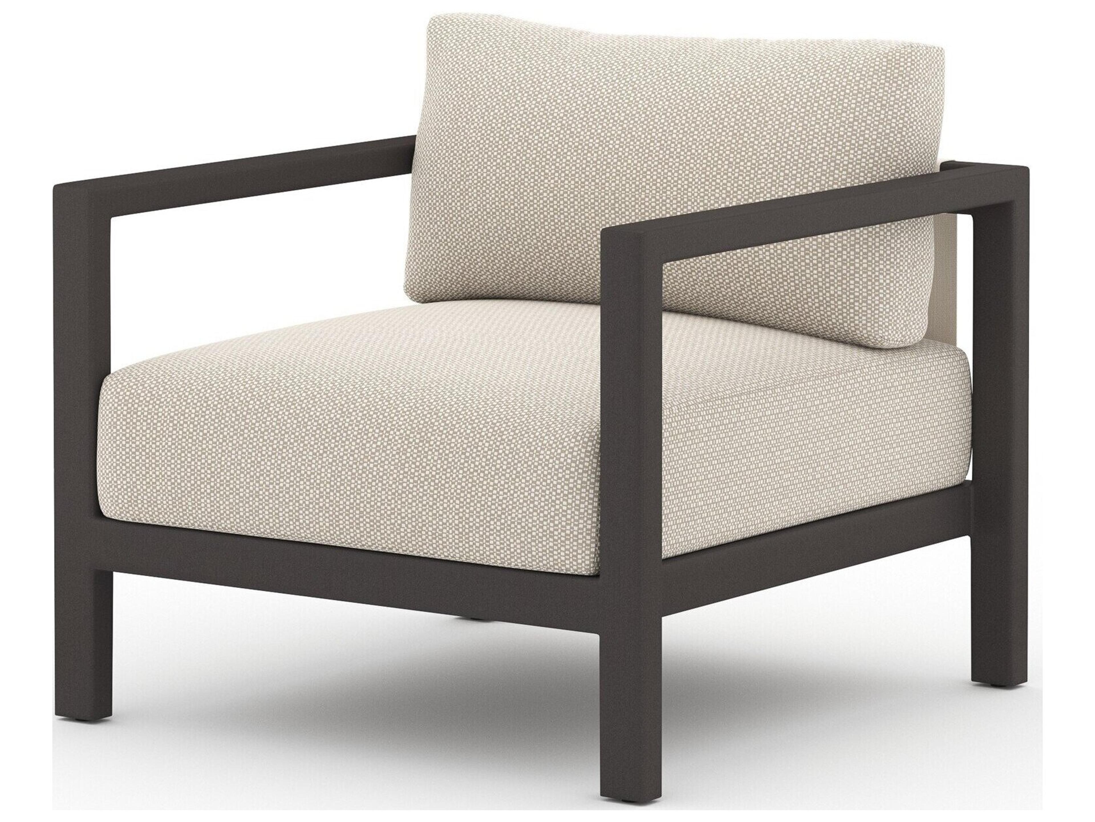 Four Hands Outdoor Solano Bronze Aluminum / Ivory Rope Lounge Chair with Faye Sand Cushion