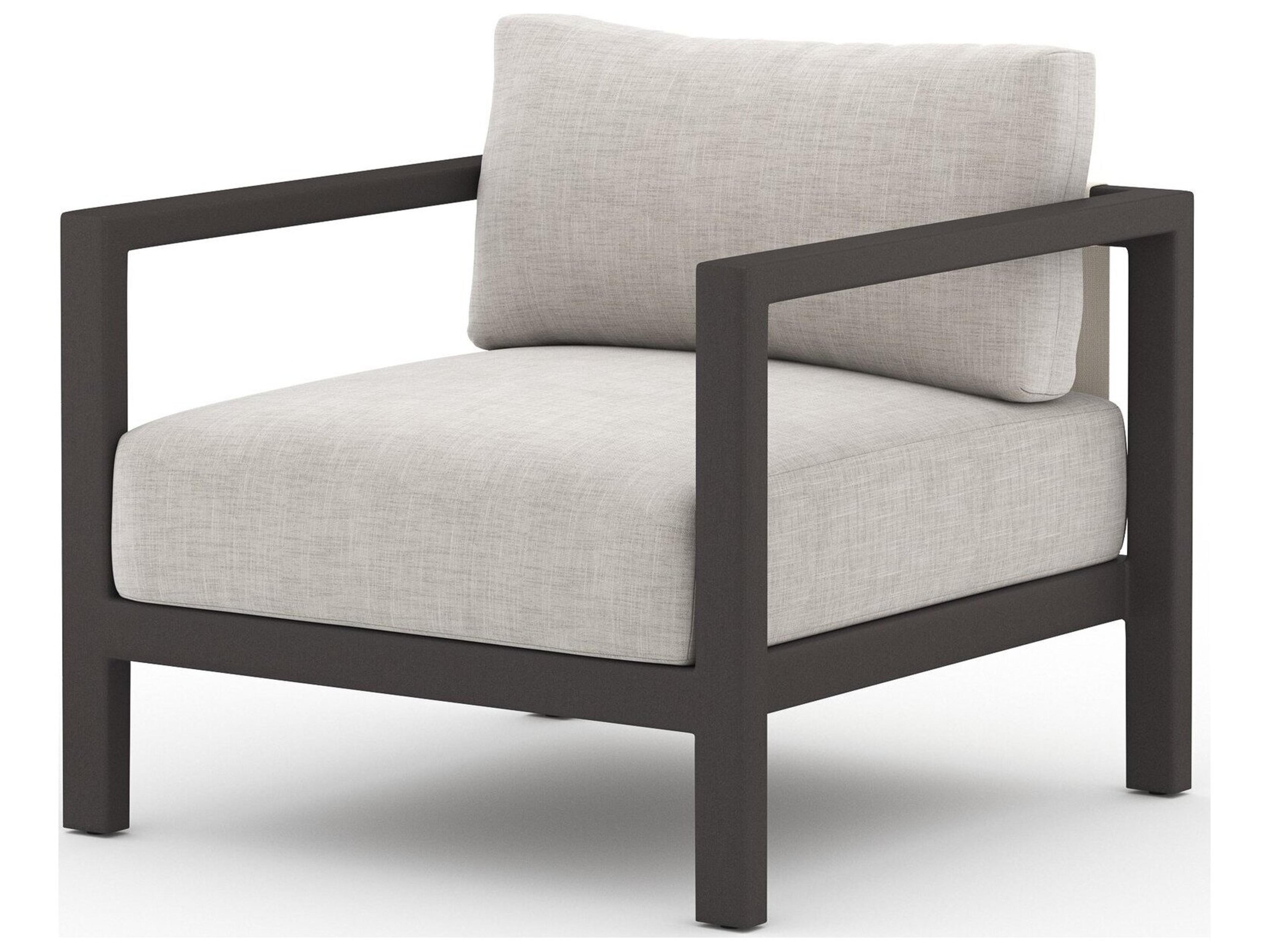 Four Hands Outdoor Solano Bronze Aluminum / Ivory Rope Lounge Chair with Stone Grey Cushion