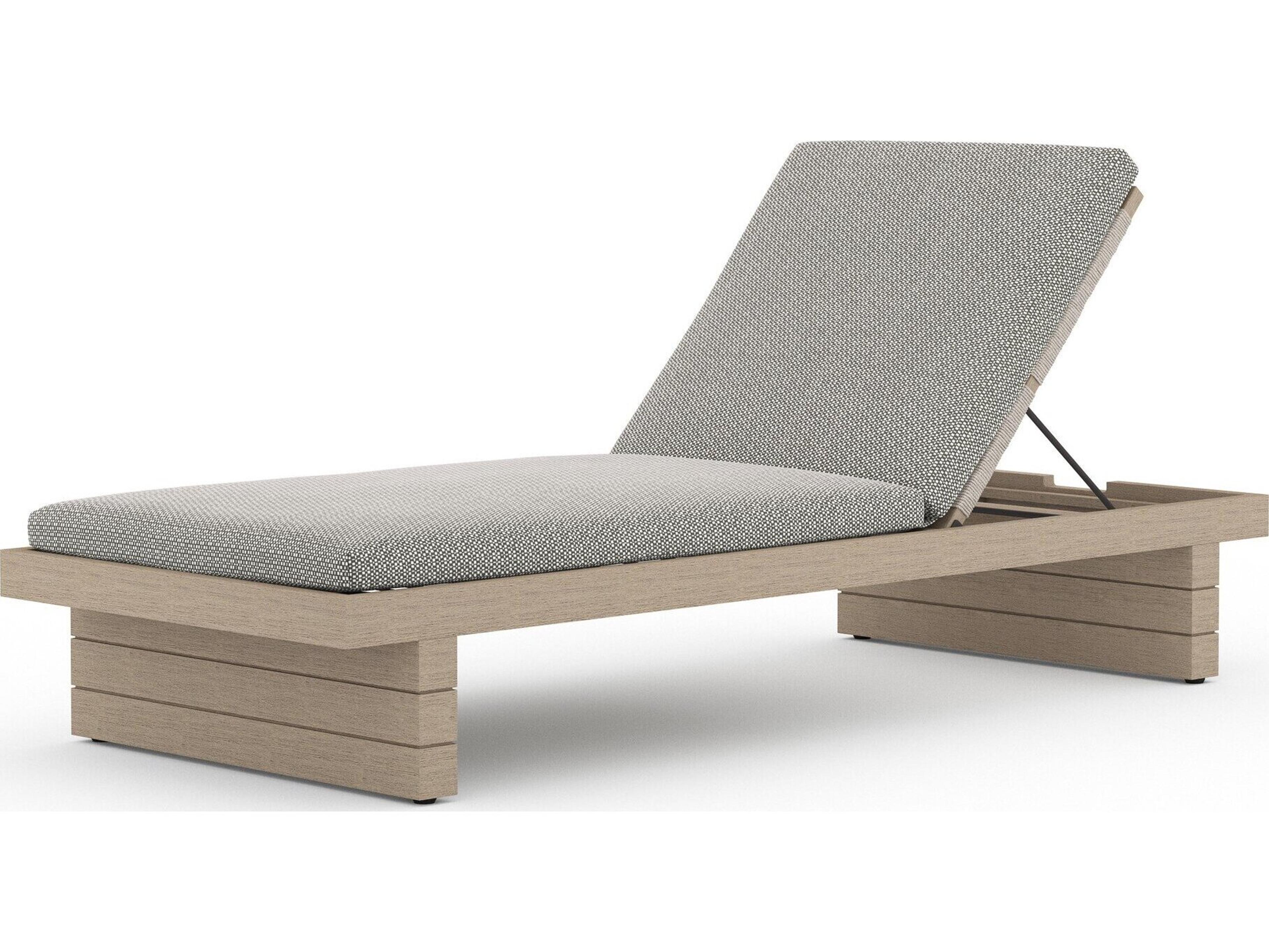 Four Hands Outdoor Solano Washed Brown Teak / Bronze / Grey Rope Chaise Lounge with Faye Ash Cushion