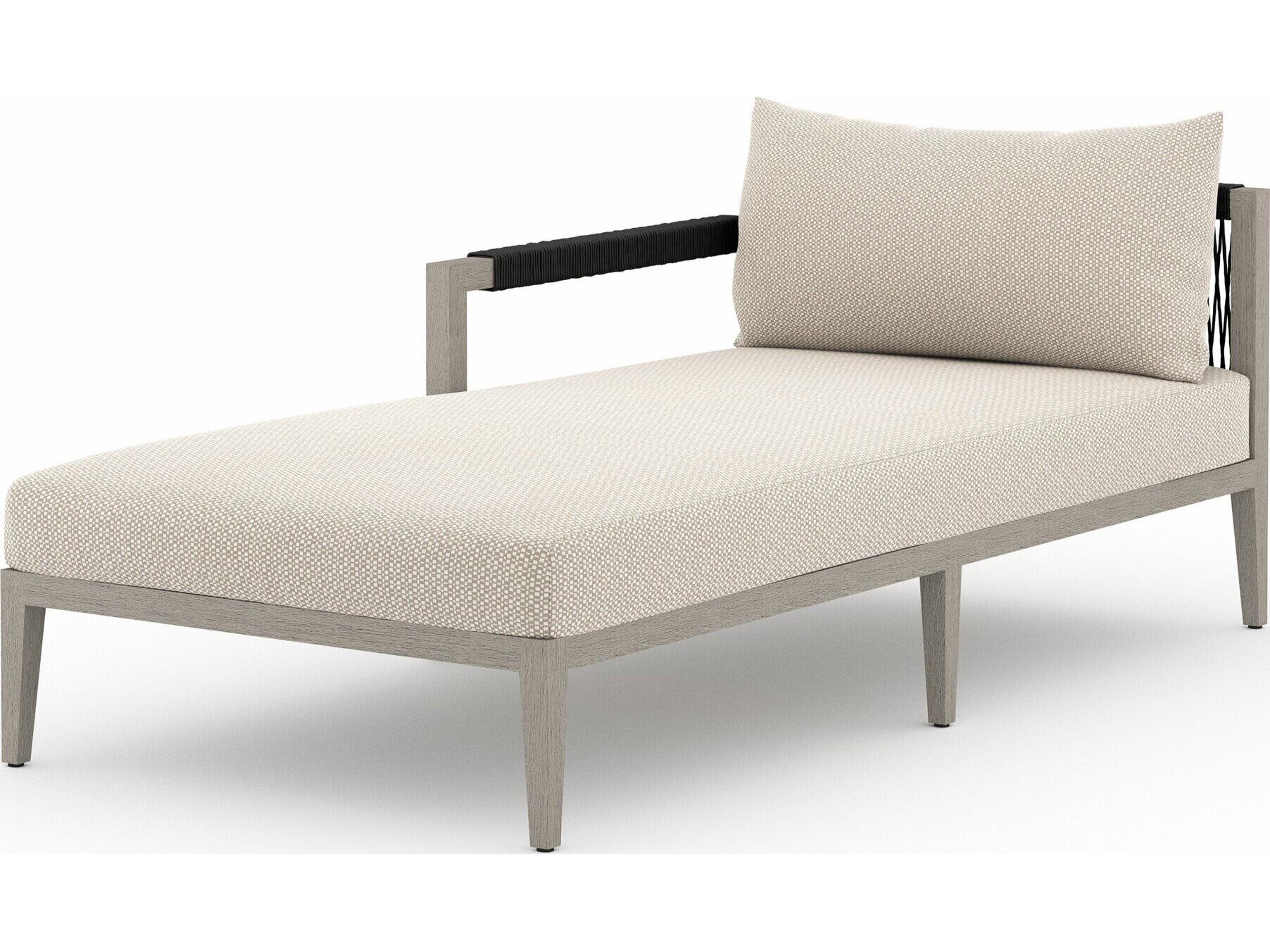 Four Hands Outdoor Solano Faye Sand / Weathered Grey / Dark Grey Rope Left Arm Facing Chaise Lounge