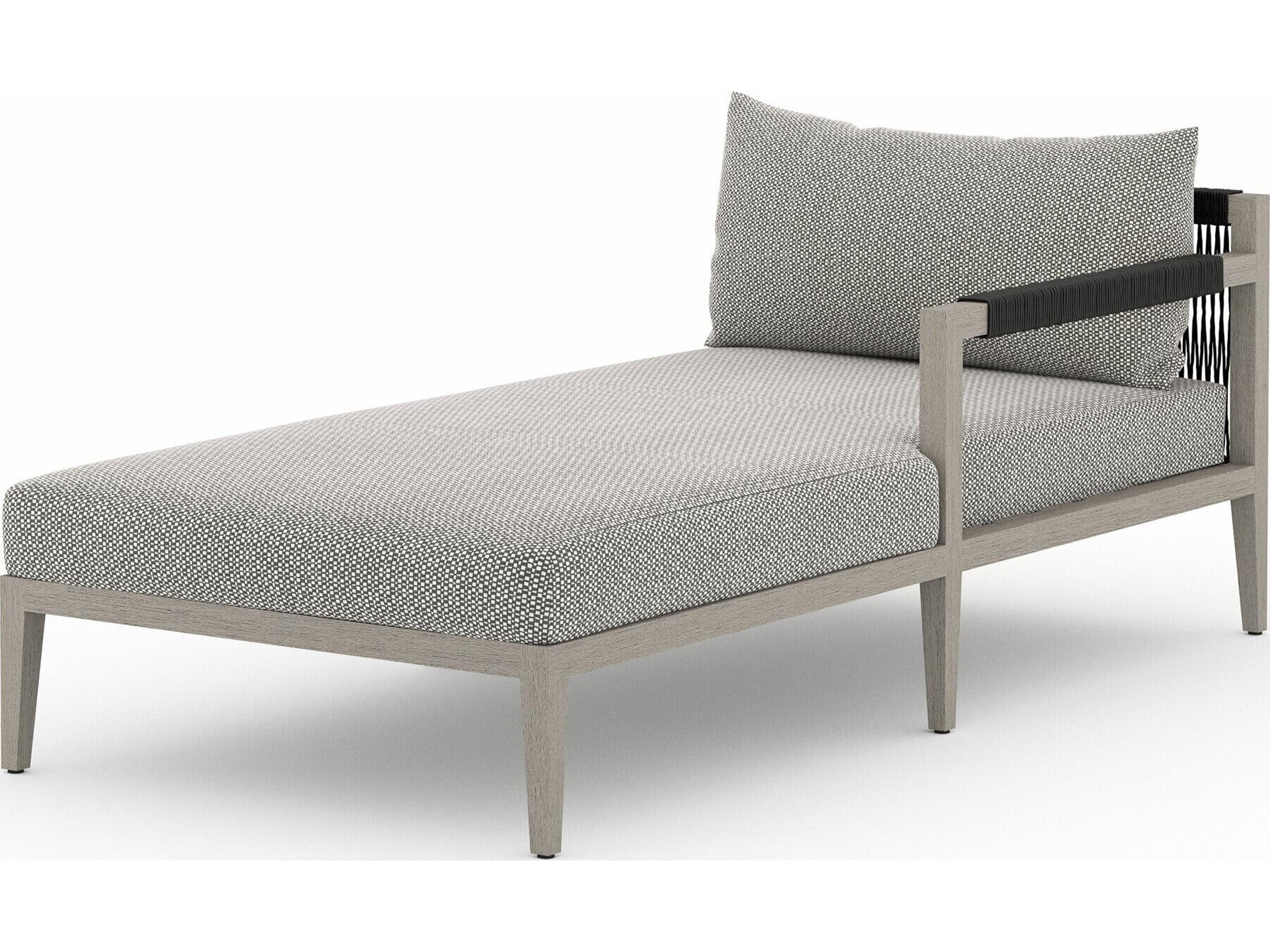 Four Hands Outdoor Solano Faye Ash / Weathered Grey / Dark Grey Rope Right Arm Facing Chaise Lounge