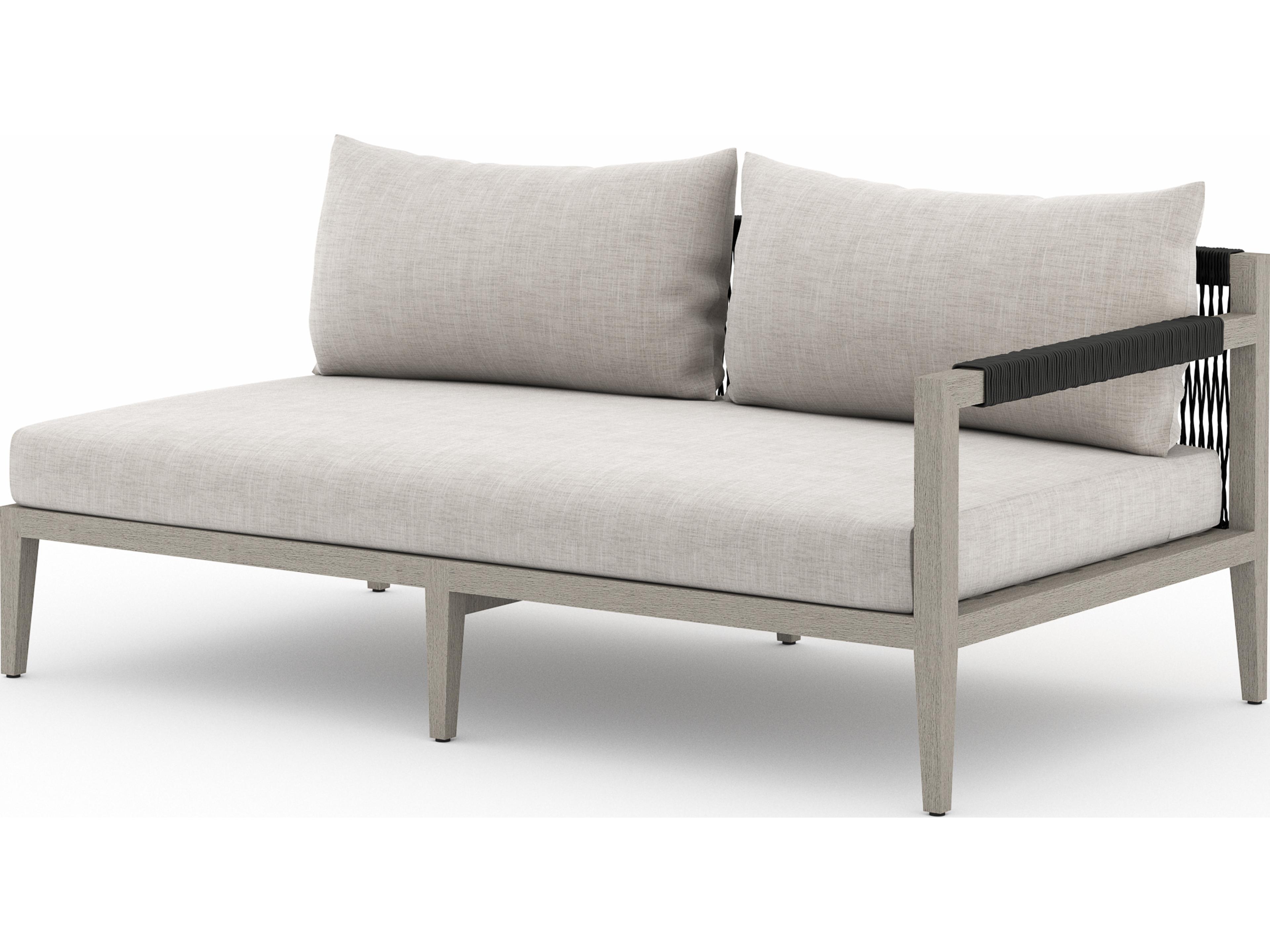 Luxecor Globetrotter Outdoor Stone Grey / Weathered Dark Rope Right Arm Facing Loveseat