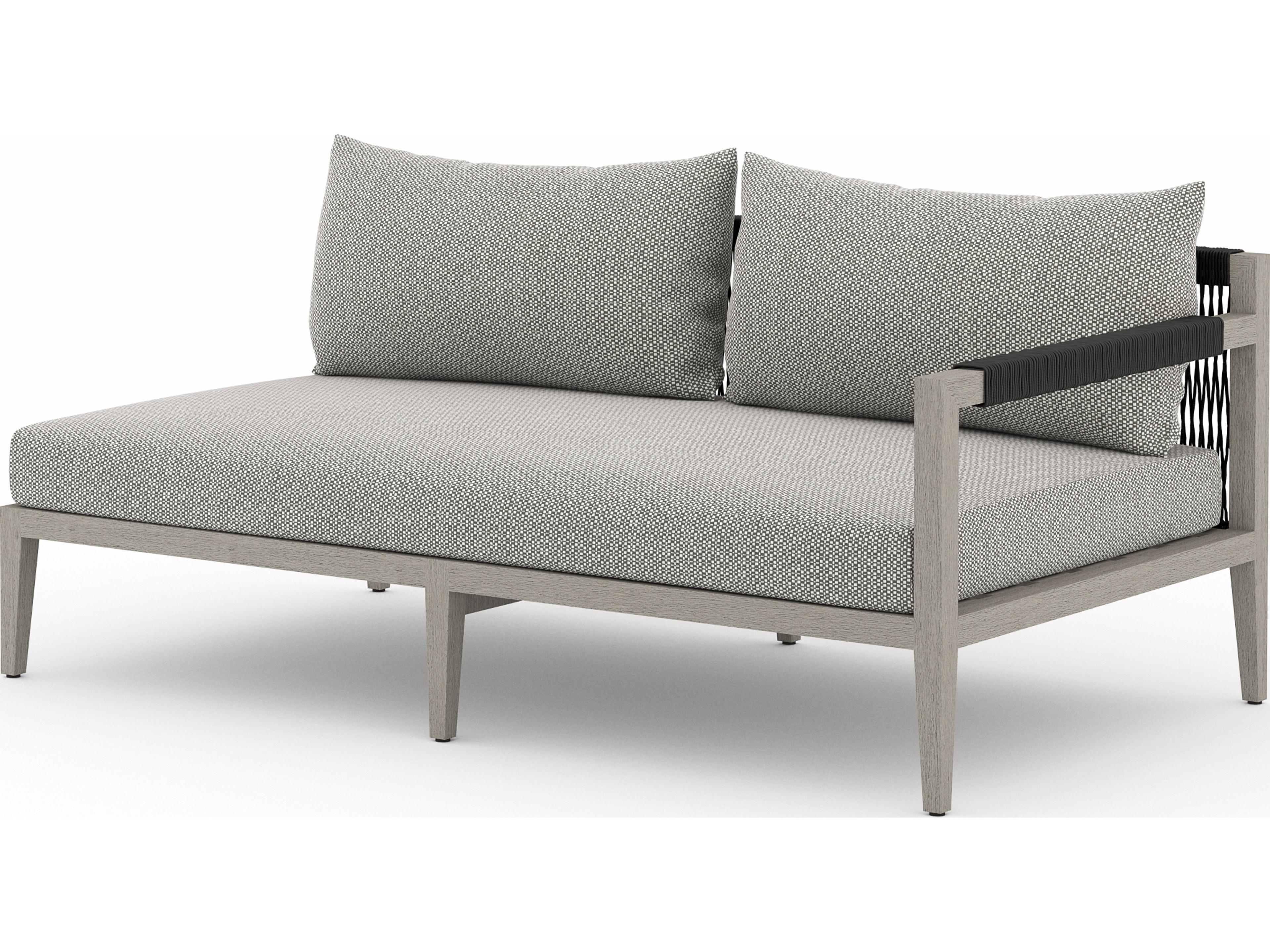 Luxecor Globetrotter Outdoor Faye Ash / Weathered Grey Dark Rope Right Arm Facing Loveseat