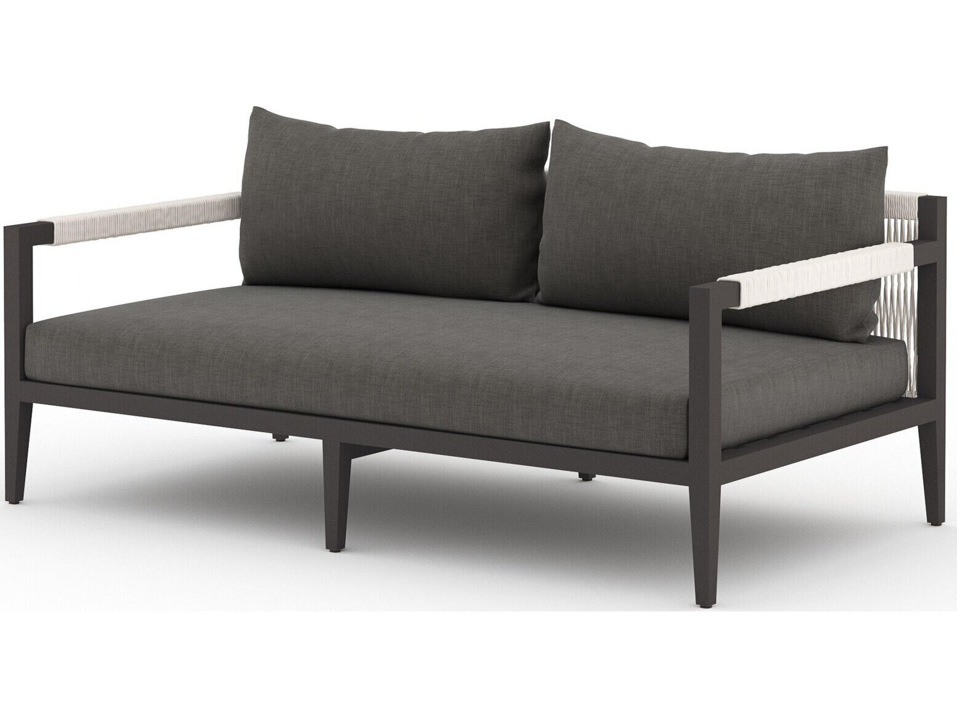 Four Hands Outdoor Solano Charcoal / Bronze / Ivory Rope Loveseat