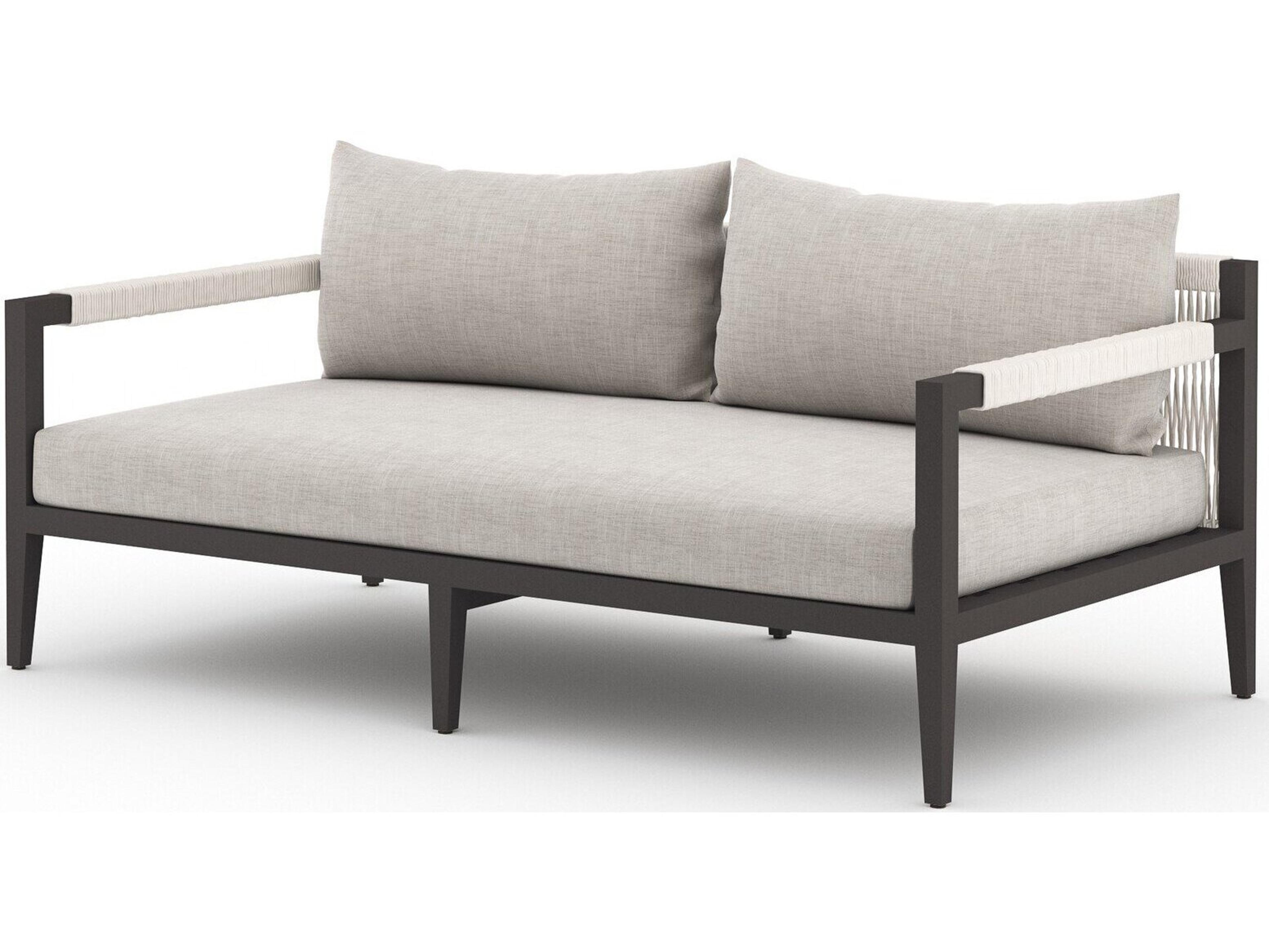 Four Hands Outdoor Solano Stone Grey / Bronze / Ivory Rope Loveseat