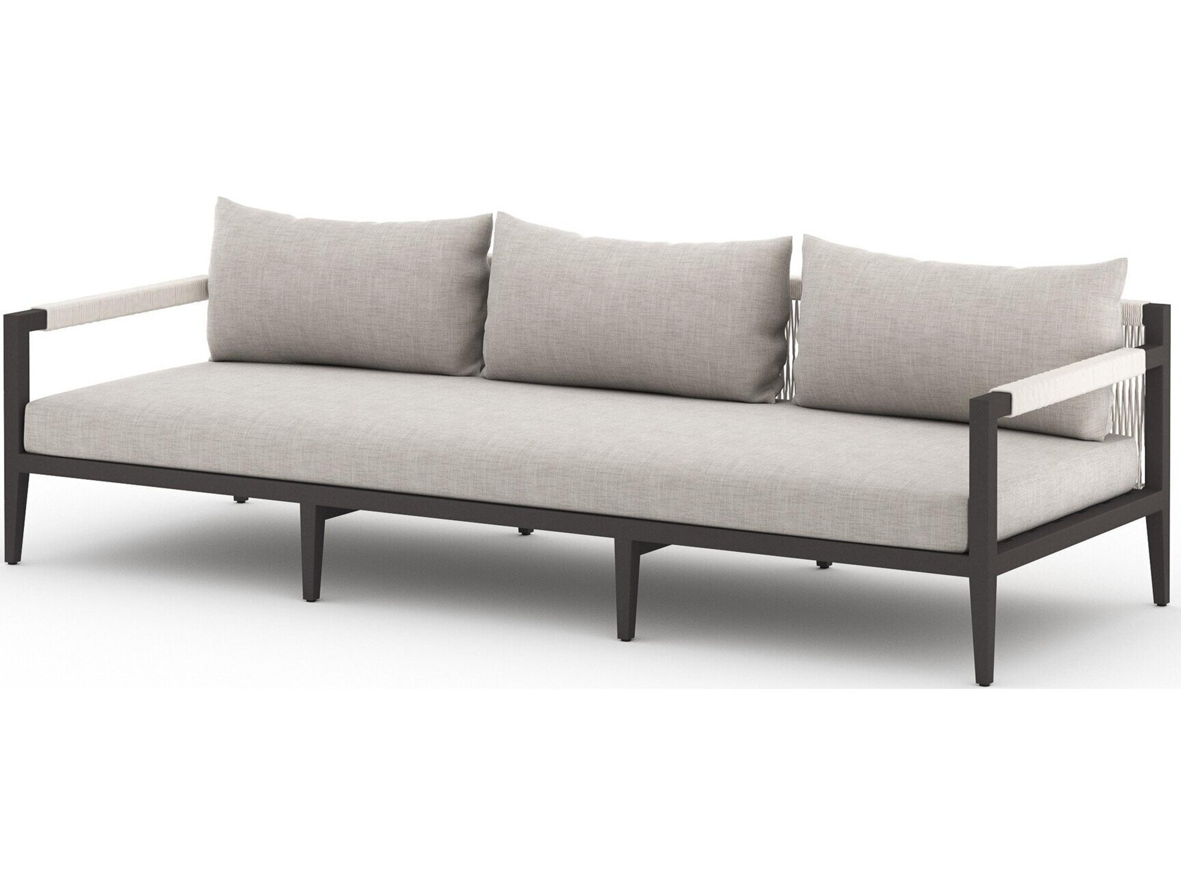 Four Hands Outdoor Solano Stone Grey / Bronze / Ivory Rope Sofa