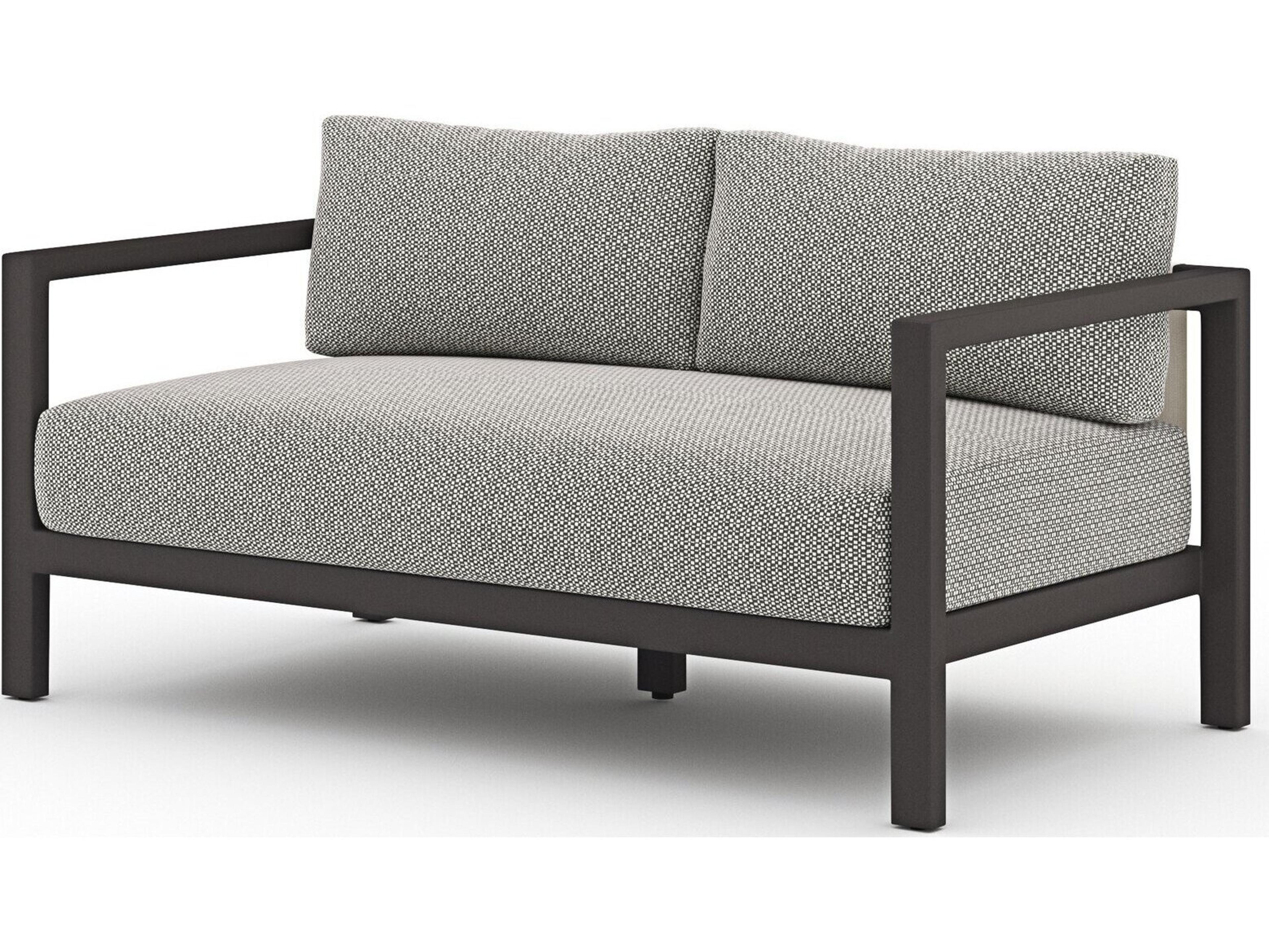 Luxecor Globetrotter Outdoor Bronze Aluminum / Ivory Rope Loveseat with Faye Ash Cushion