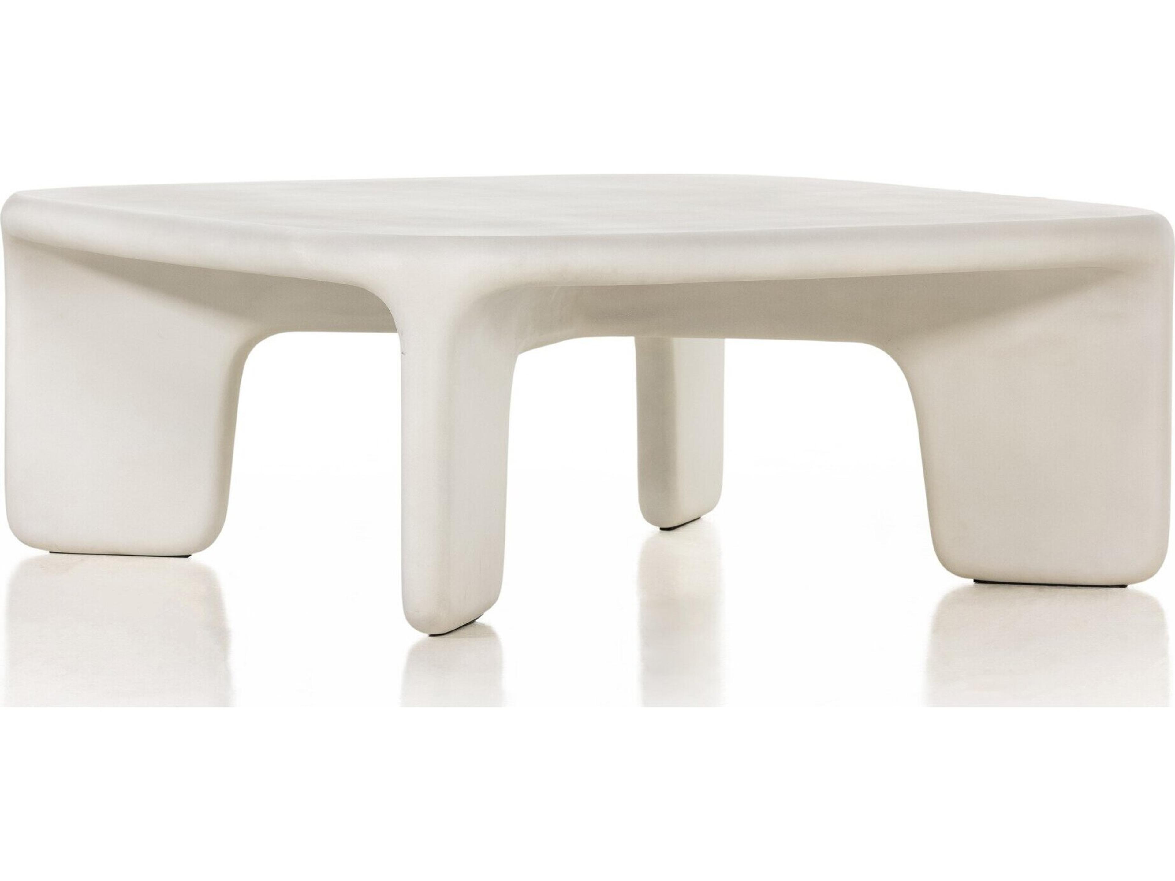 Four Hands Outdoor Thayer White Concrete Square Coffee Table