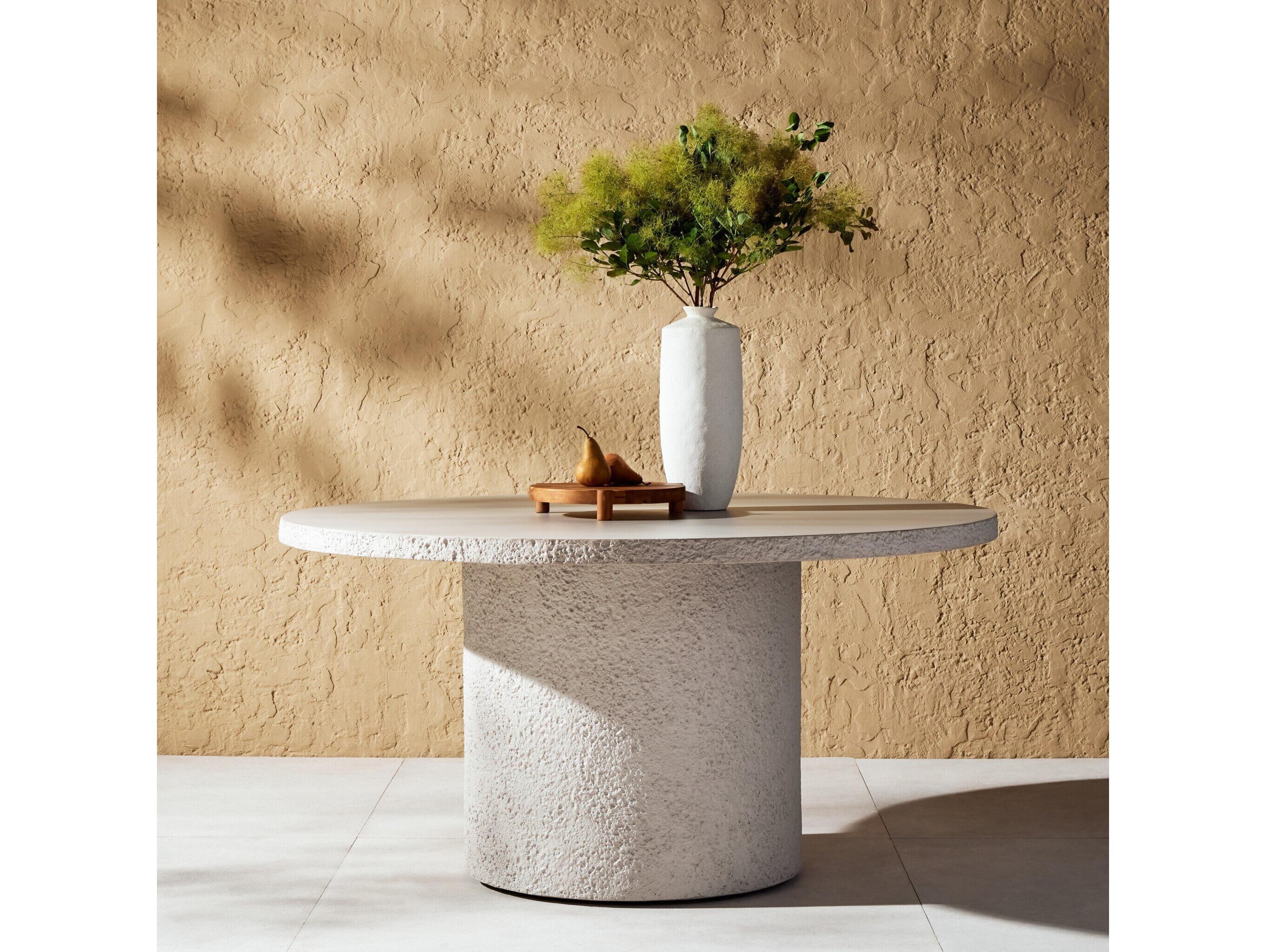 Luxecor Globetrotter Outdoor White Matte Concrete 60" Round Dining Table