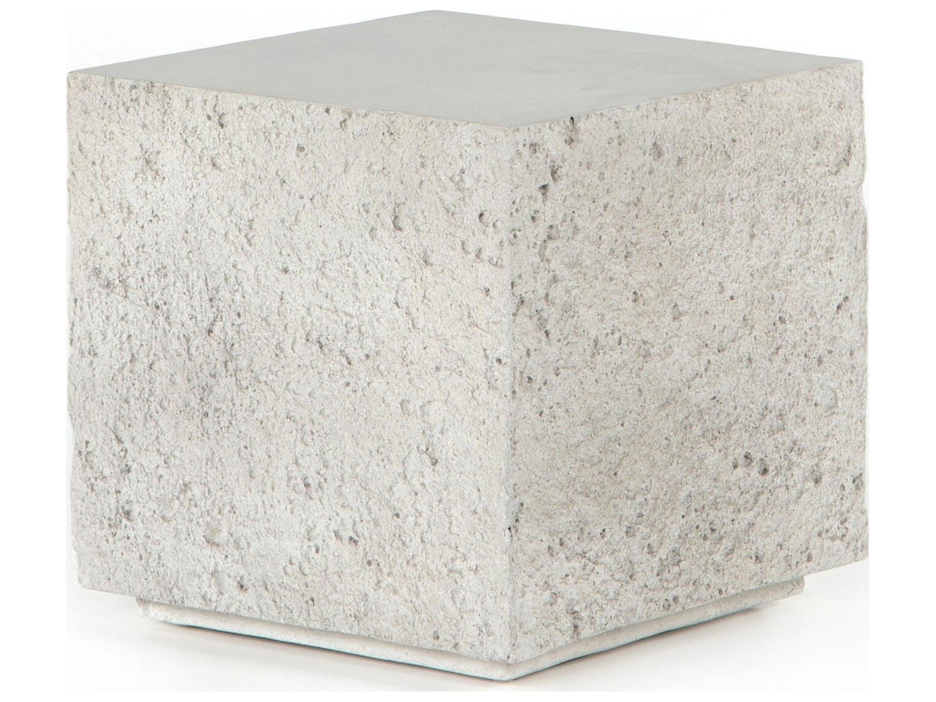 Four Hands Outdoor Constantine Blanc White / Matte White Concrete Square End Table