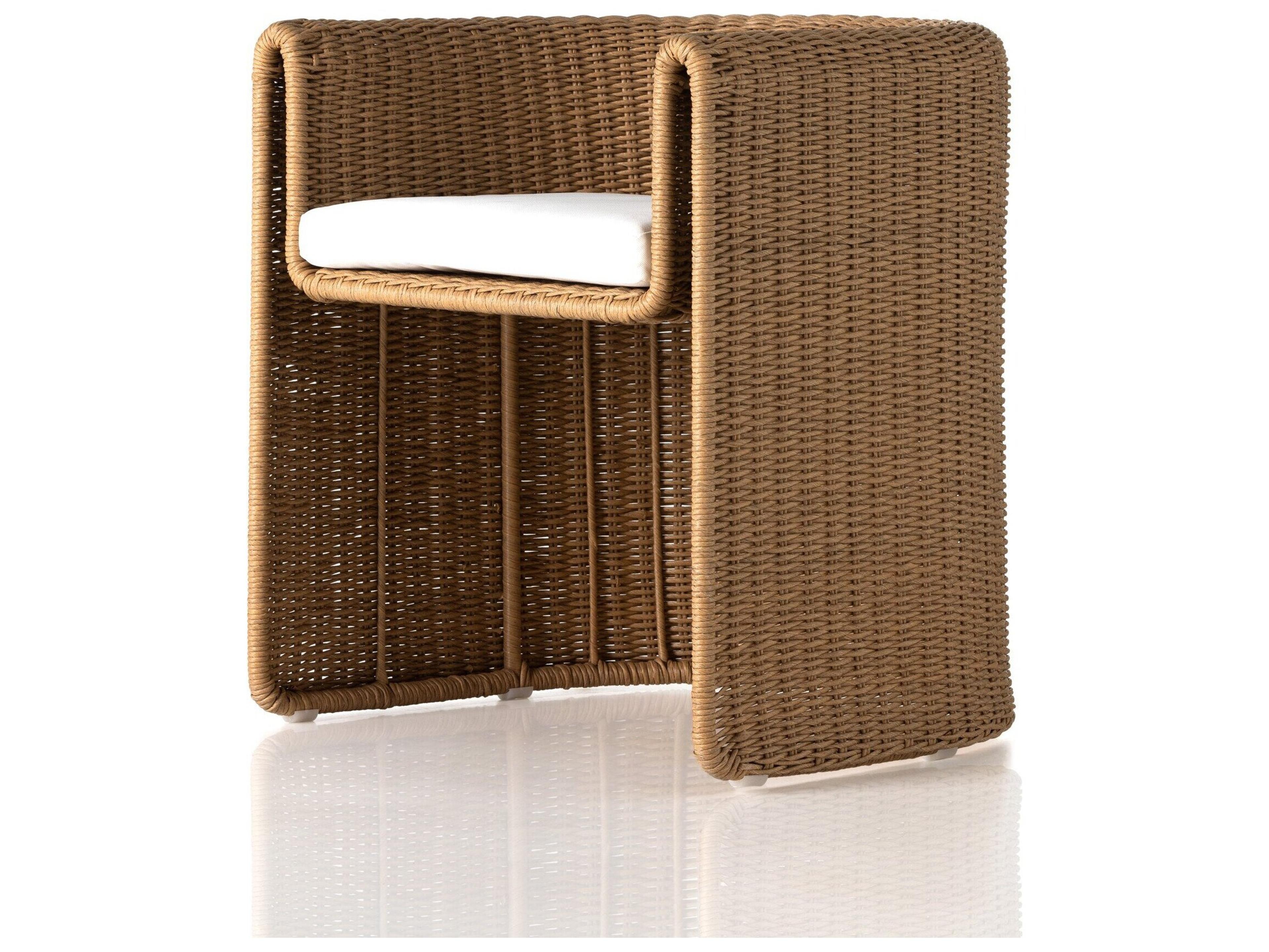 Four Hands Outdoor Grass Roots Vintage Natural Dining Chair with Stinson White Cushion