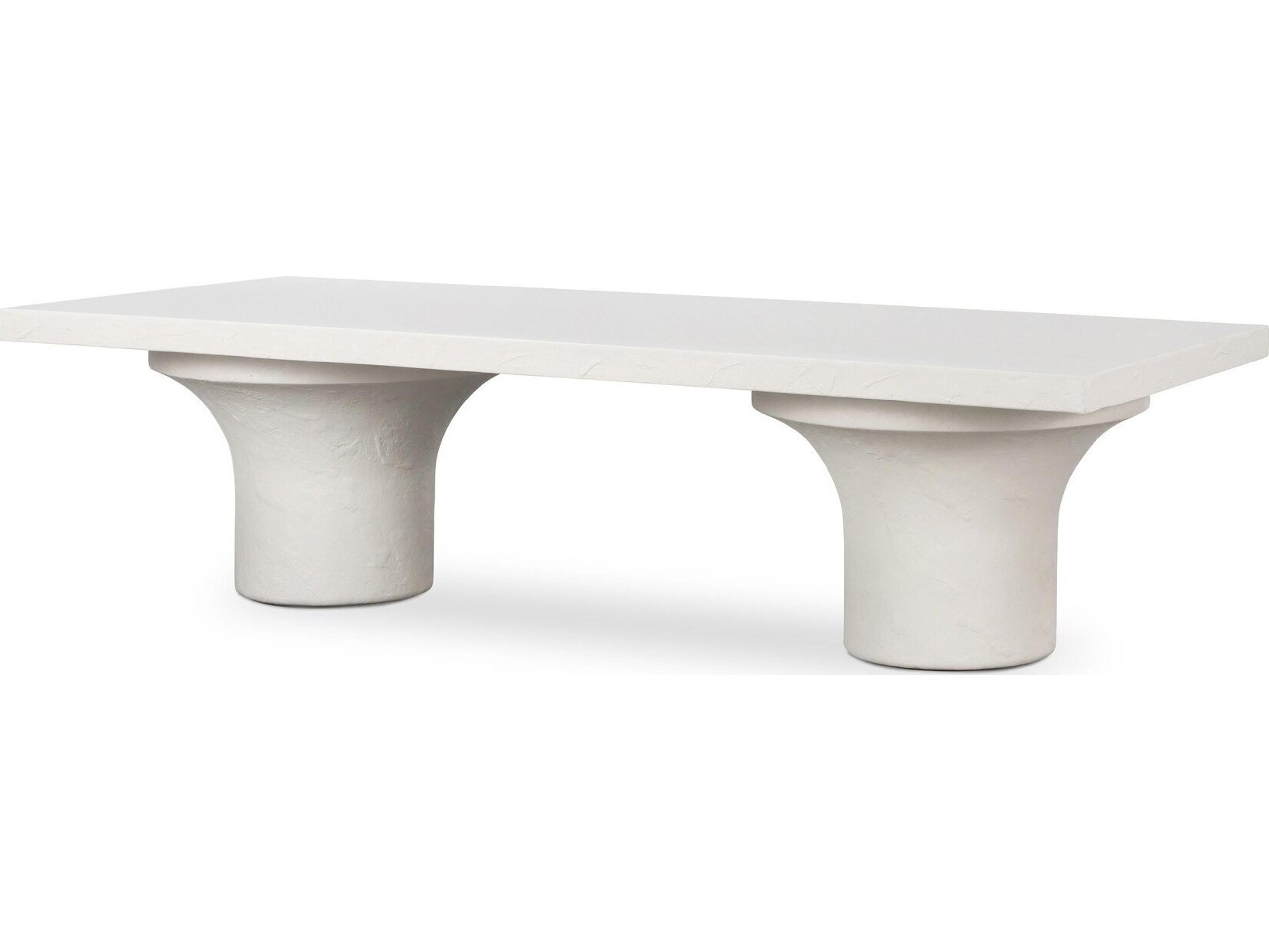 Four Hands Outdoor Constantine White Concrete Rectangular Coffee Table