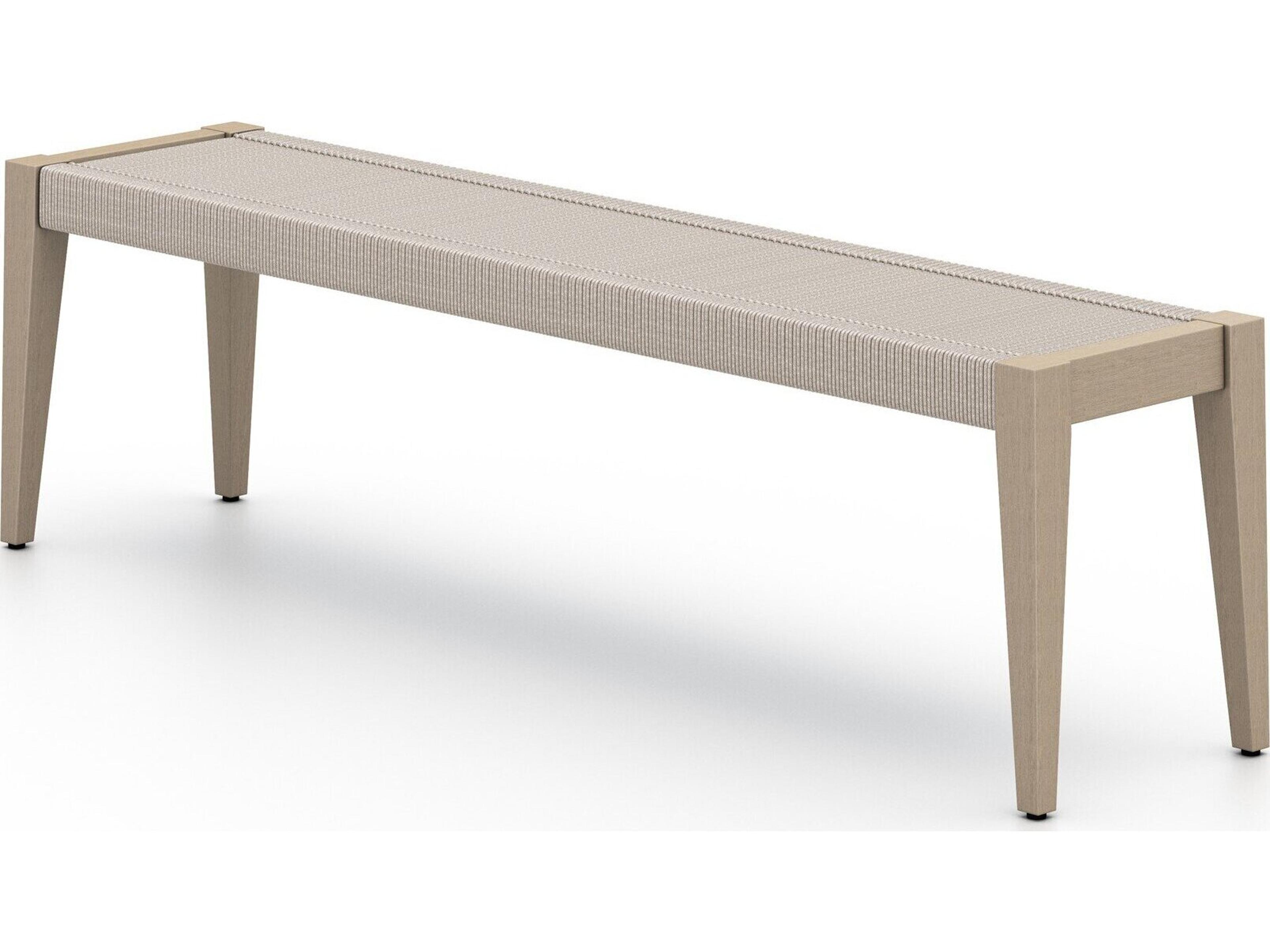 Luxecor Globetrotter Outdoor Washed Brown Teak / Grey Rope Bench